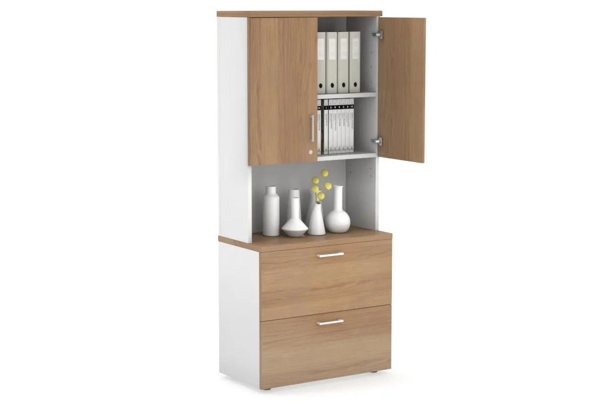 Uniform Small Drawer Lateral Filing Cabinet - Hutch with Doors [ 800W x 750H x 450D]