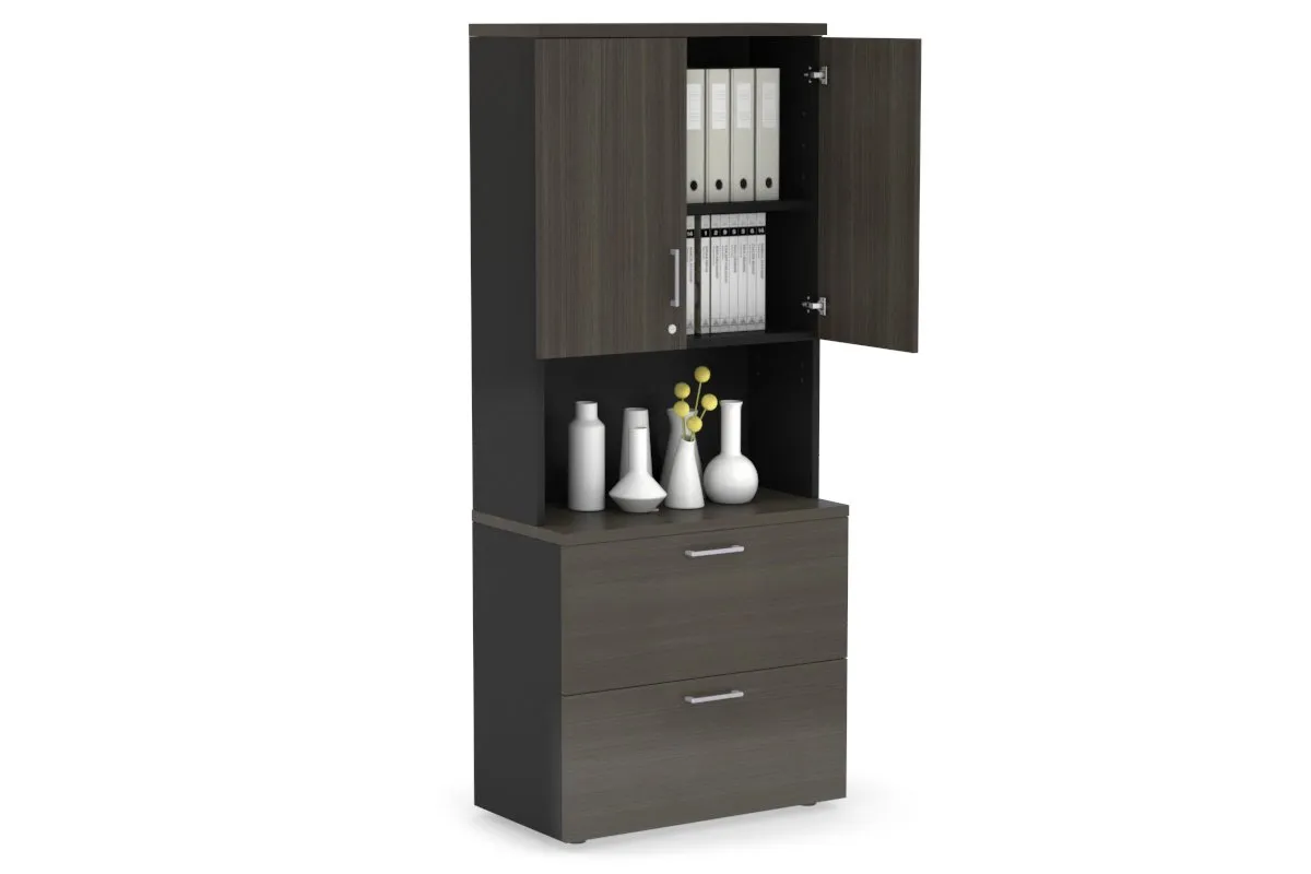 Uniform Small Drawer Lateral Filing Cabinet - Hutch with Doors [ 800W x 750H x 450D]