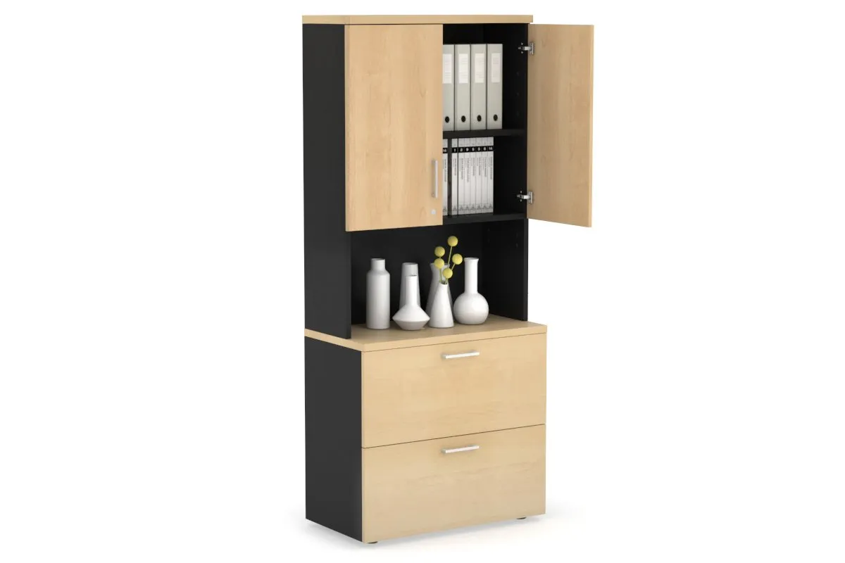 Uniform Small Drawer Lateral Filing Cabinet - Hutch with Doors [ 800W x 750H x 450D]