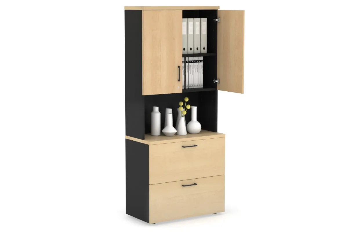 Uniform Small Drawer Lateral Filing Cabinet - Hutch with Doors [ 800W x 750H x 450D]