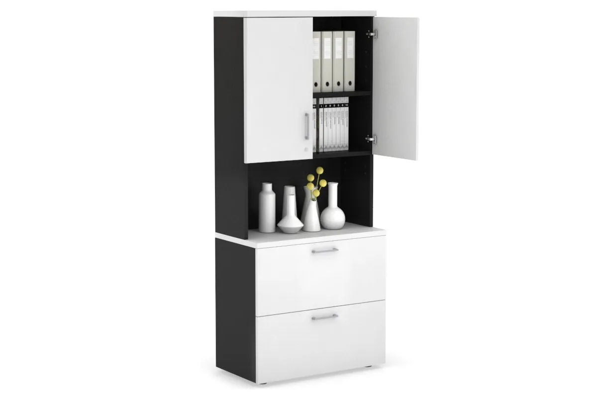Uniform Small Drawer Lateral Filing Cabinet - Hutch with Doors [ 800W x 750H x 450D]