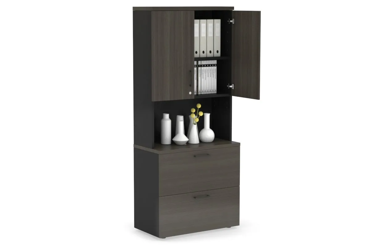 Uniform Small Drawer Lateral Filing Cabinet - Hutch with Doors [ 800W x 750H x 450D]
