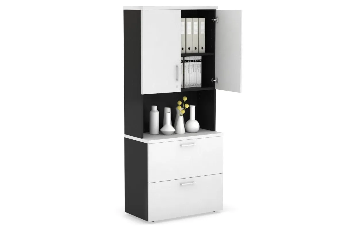 Uniform Small Drawer Lateral Filing Cabinet - Hutch with Doors [ 800W x 750H x 450D]