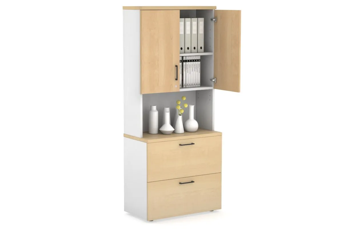 Uniform Small Drawer Lateral Filing Cabinet - Hutch with Doors [ 800W x 750H x 450D]