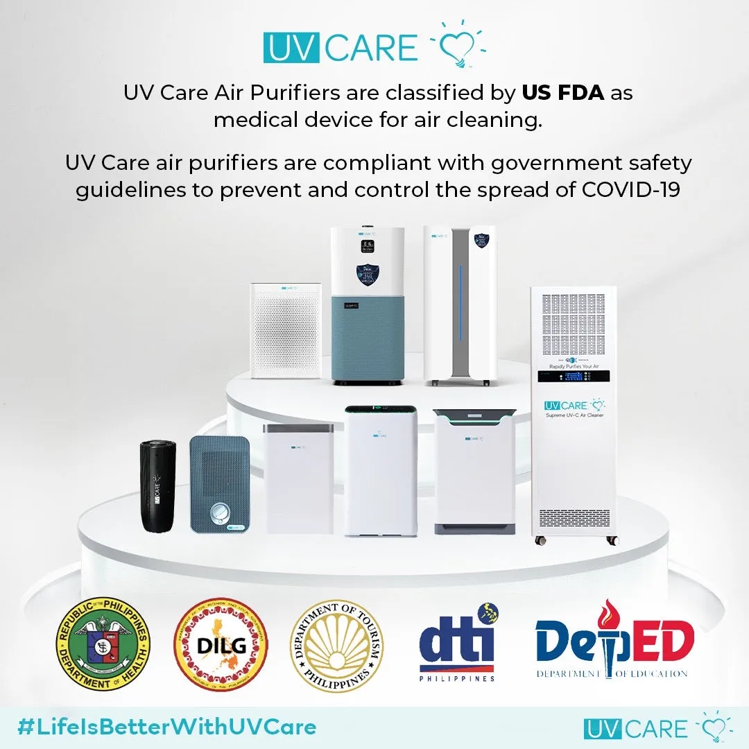 UV Care Desk Air Purifier w/ Medical Grade H13 HEPA Filter & ViruX Patented Technology