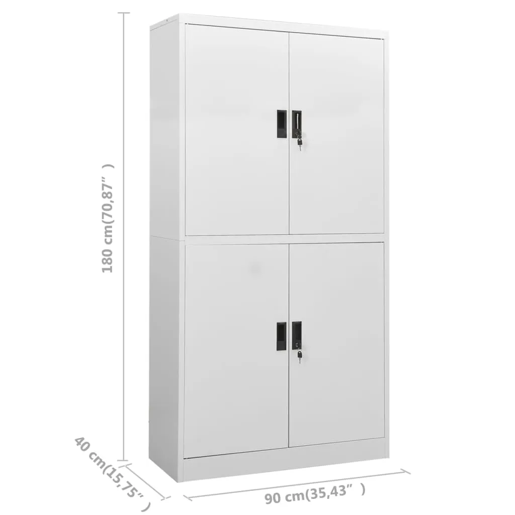 vidaXL Office Cabinet Light Grey 90x40x180 cm Steel