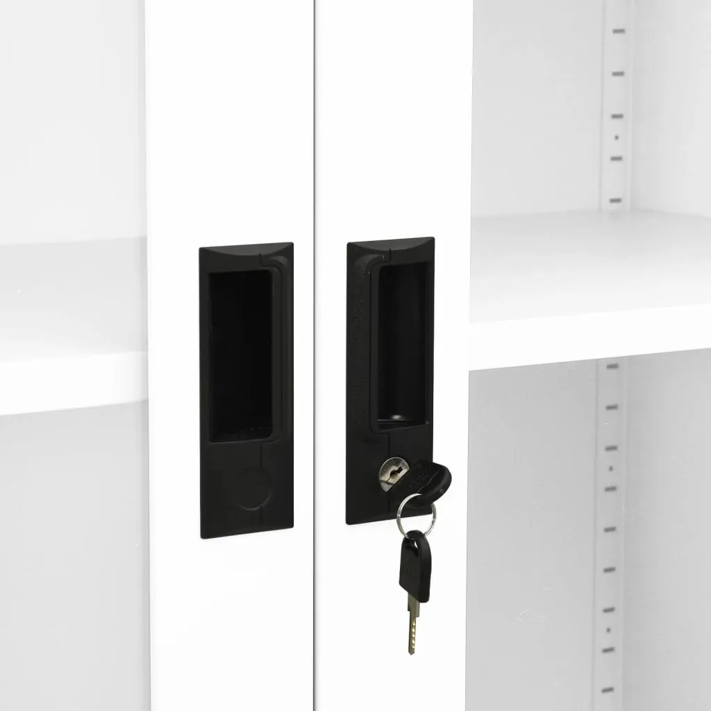 vidaXL Office Cabinet White 90x40x180 cm Steel and Tempered Glass