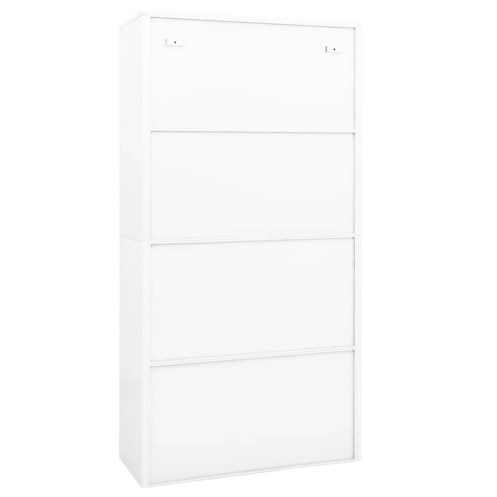vidaXL Office Cabinet White 90x40x180 cm Steel and Tempered Glass