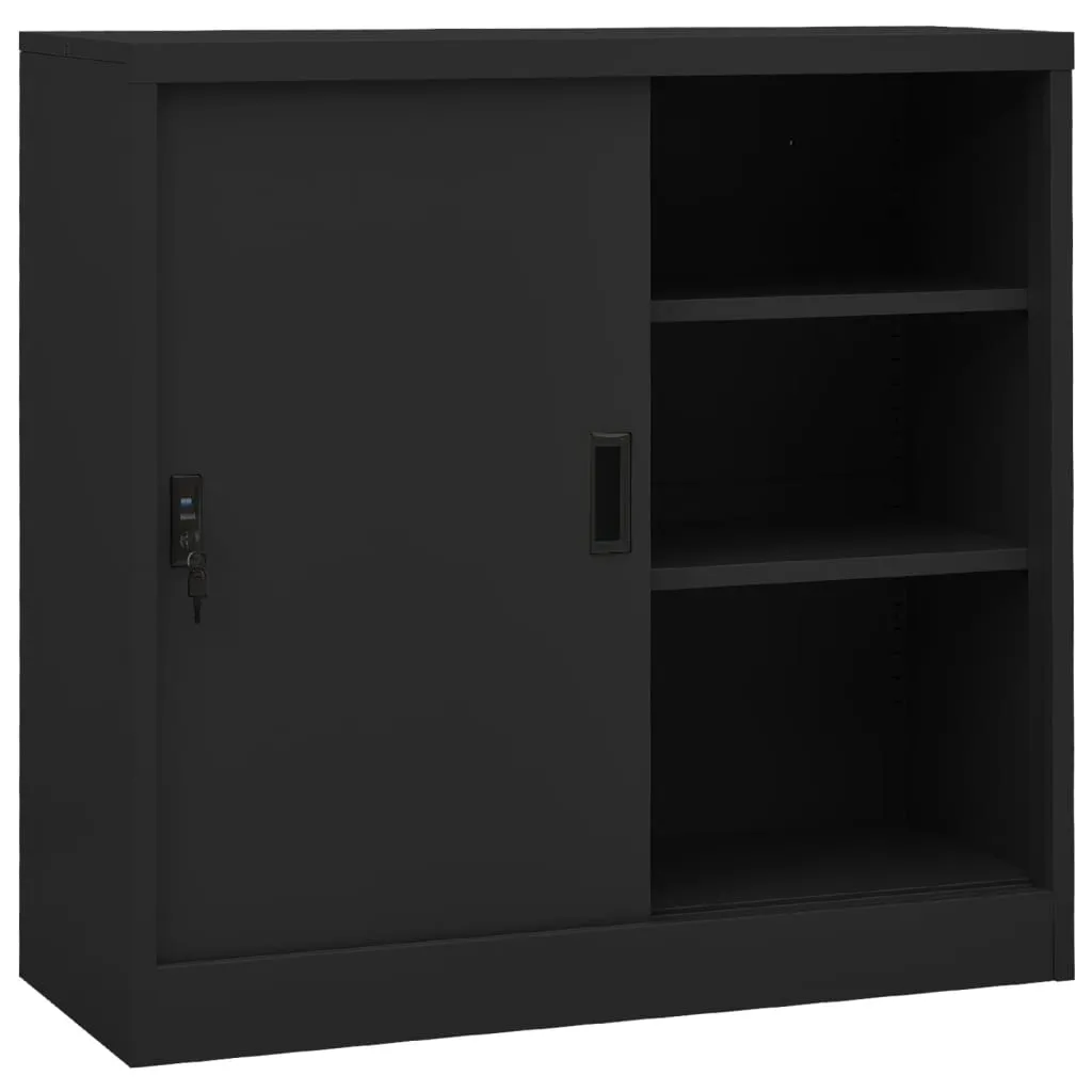 vidaXL Office Cabinet with Sliding Door Anthracite 90x40x90 cm Steel