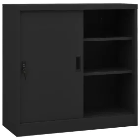 vidaXL Office Cabinet with Sliding Door Anthracite 90x40x90 cm Steel