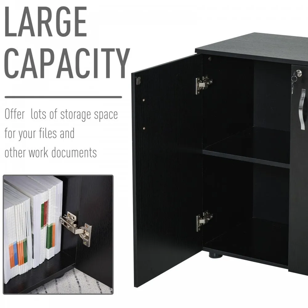 Vinsetto Particle Board 2-Tier Lockable Filing Cabinet Black