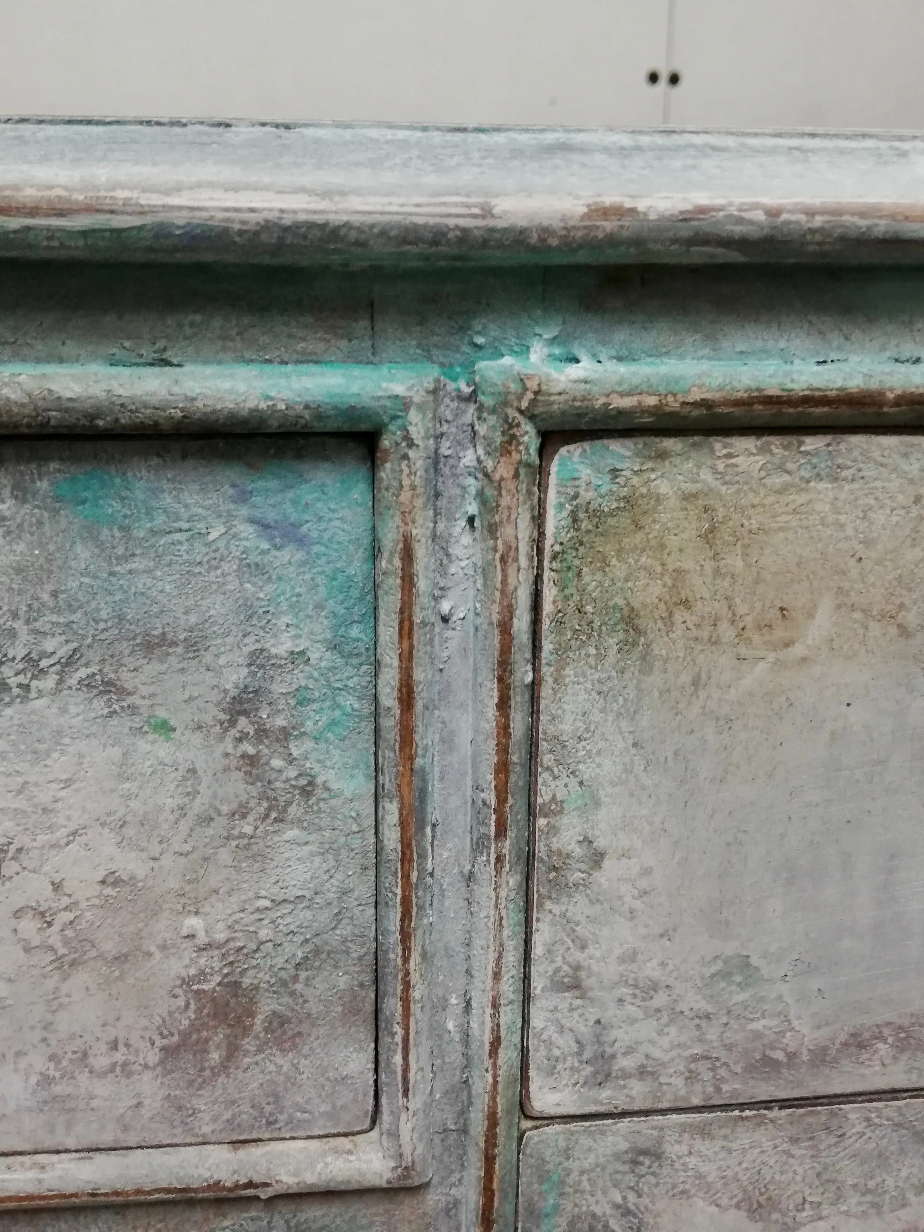 Vintage dressing table / desk painted in layers of beautiful Patina in grey, taupe and Florence By Annie Sloan