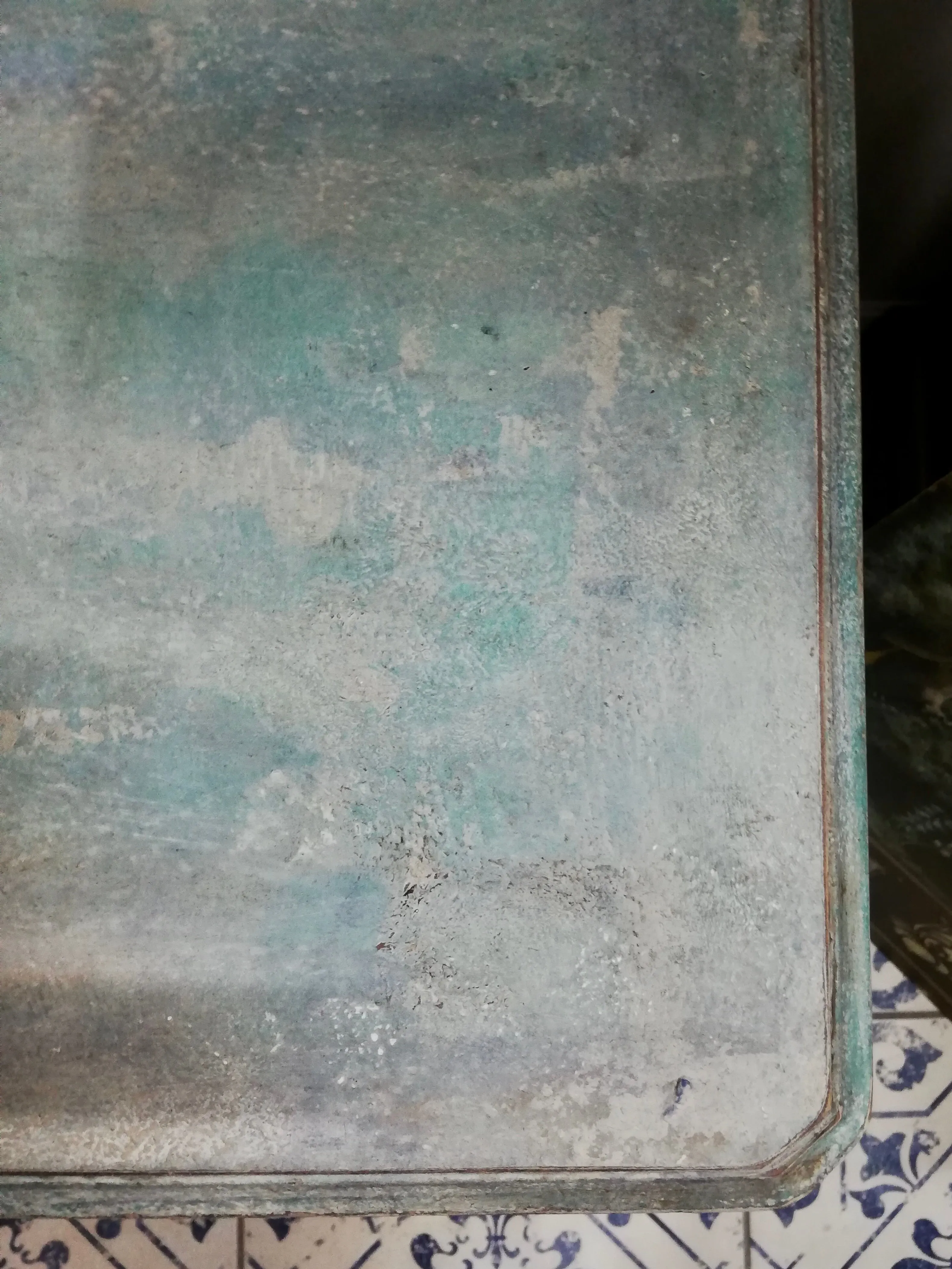 Vintage dressing table / desk painted in layers of beautiful Patina in grey, taupe and Florence By Annie Sloan