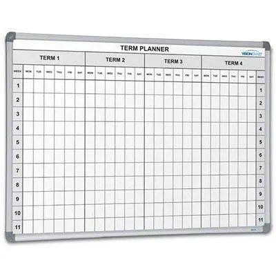 Visionchart Magnetic Whiteboard School Planner 4 Term 1200 X 900Mm