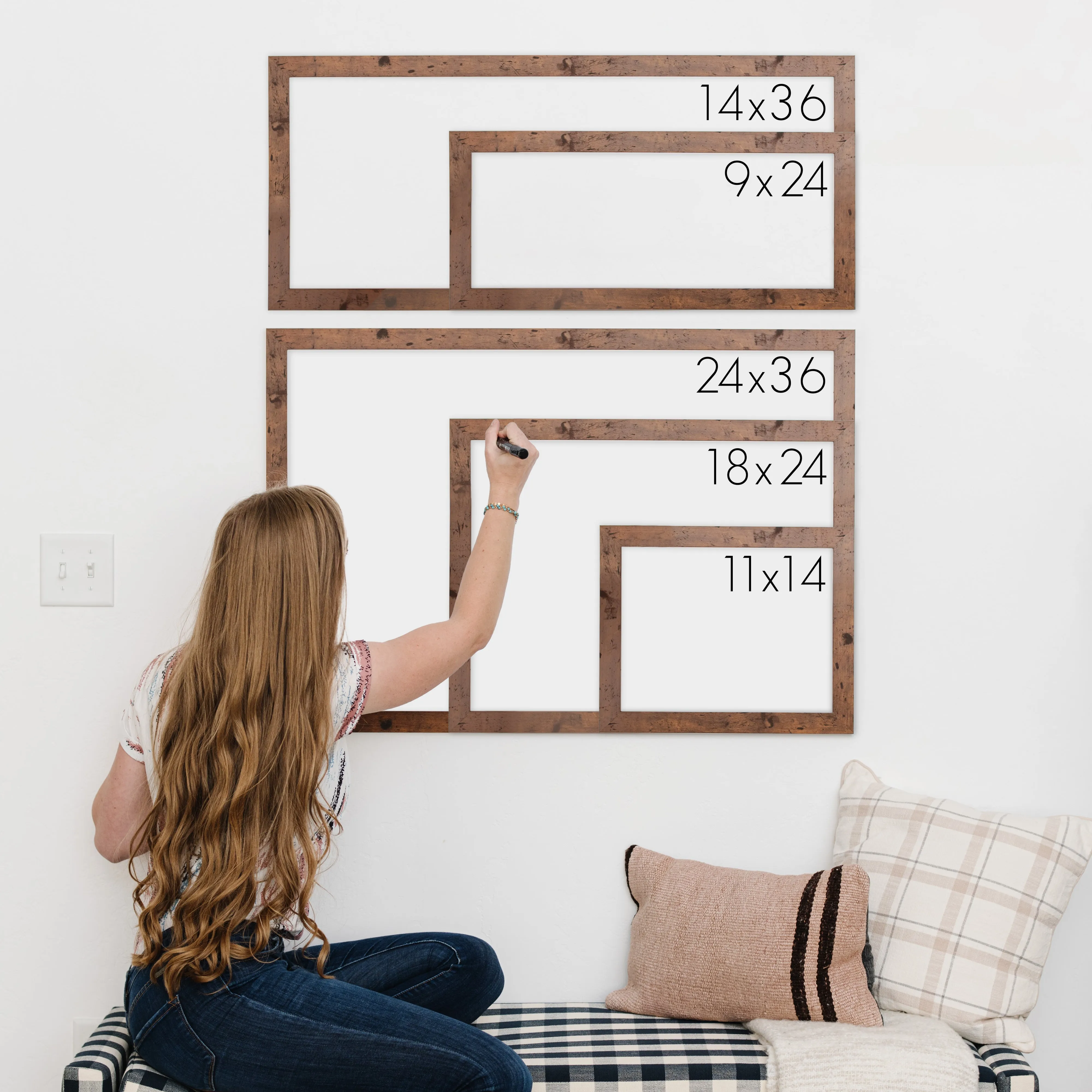 Week & Month Combo Framed Chalkboard   6 sections | Horizontal Knope