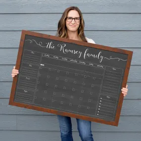 Week & Month Combo Framed Chalkboard   6 sections | Horizontal Knope