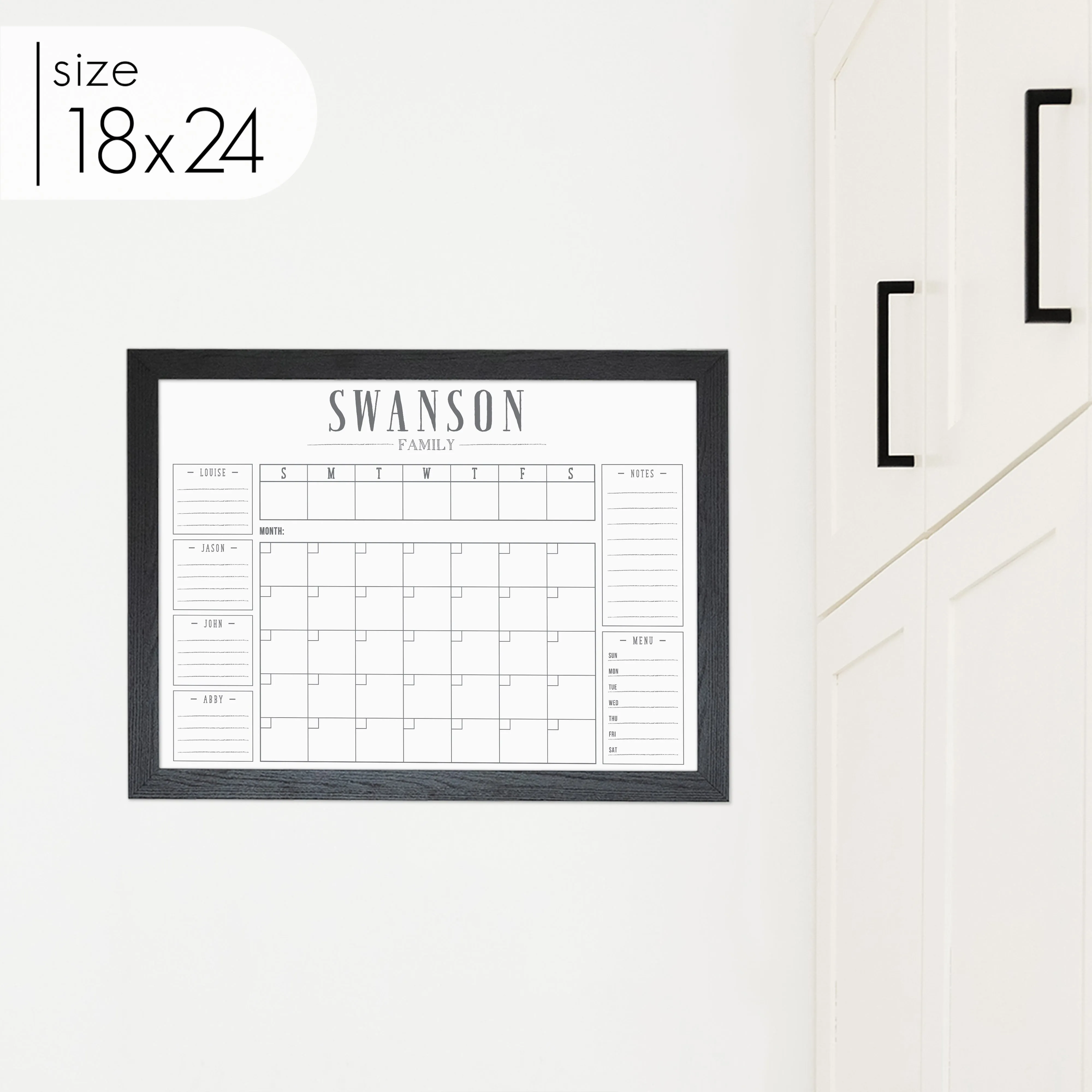 Week & Month Combo Framed Whiteboard   6 sections | Horizontal Swanson