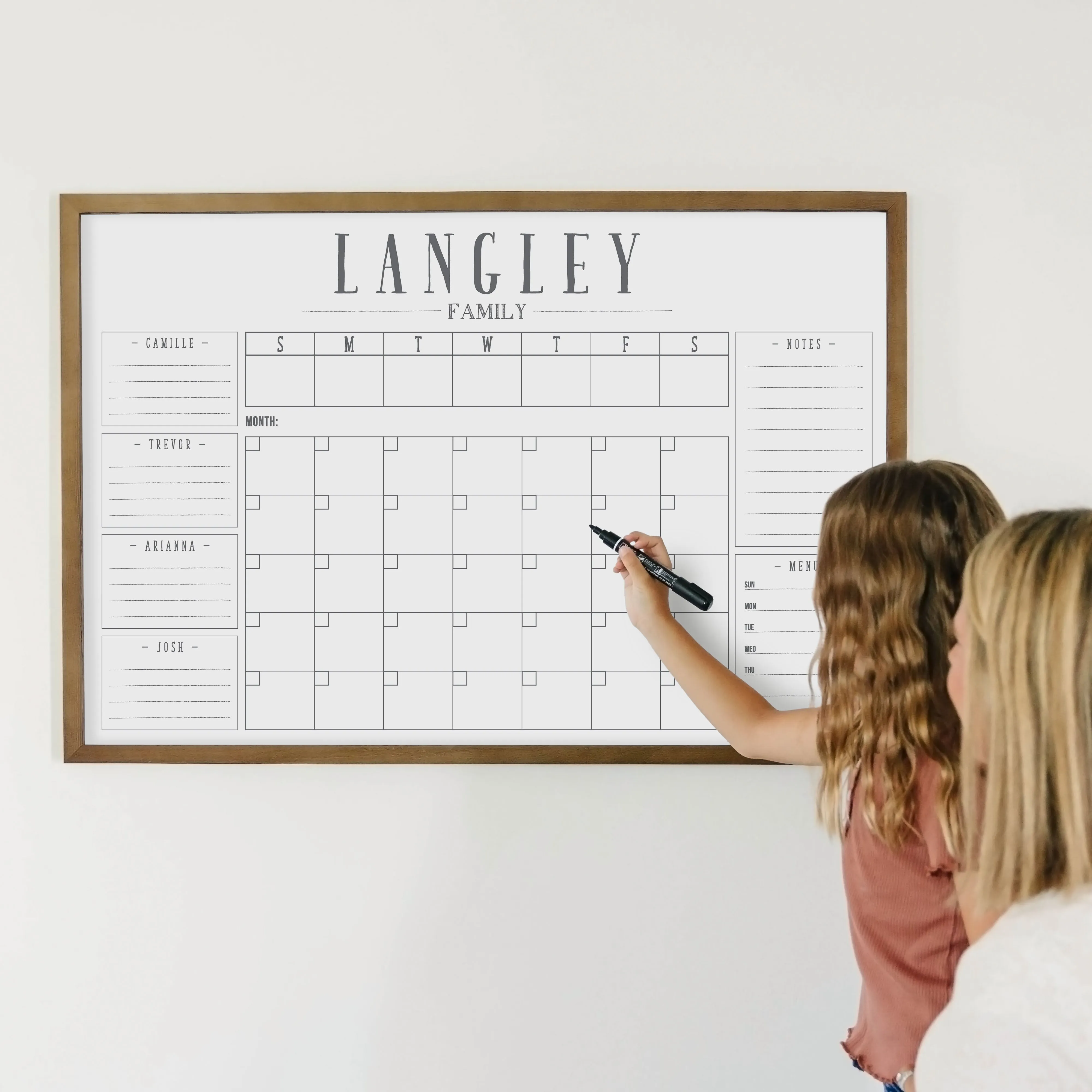 Week & Month Combo Framed Whiteboard   6 sections | Horizontal Swanson
