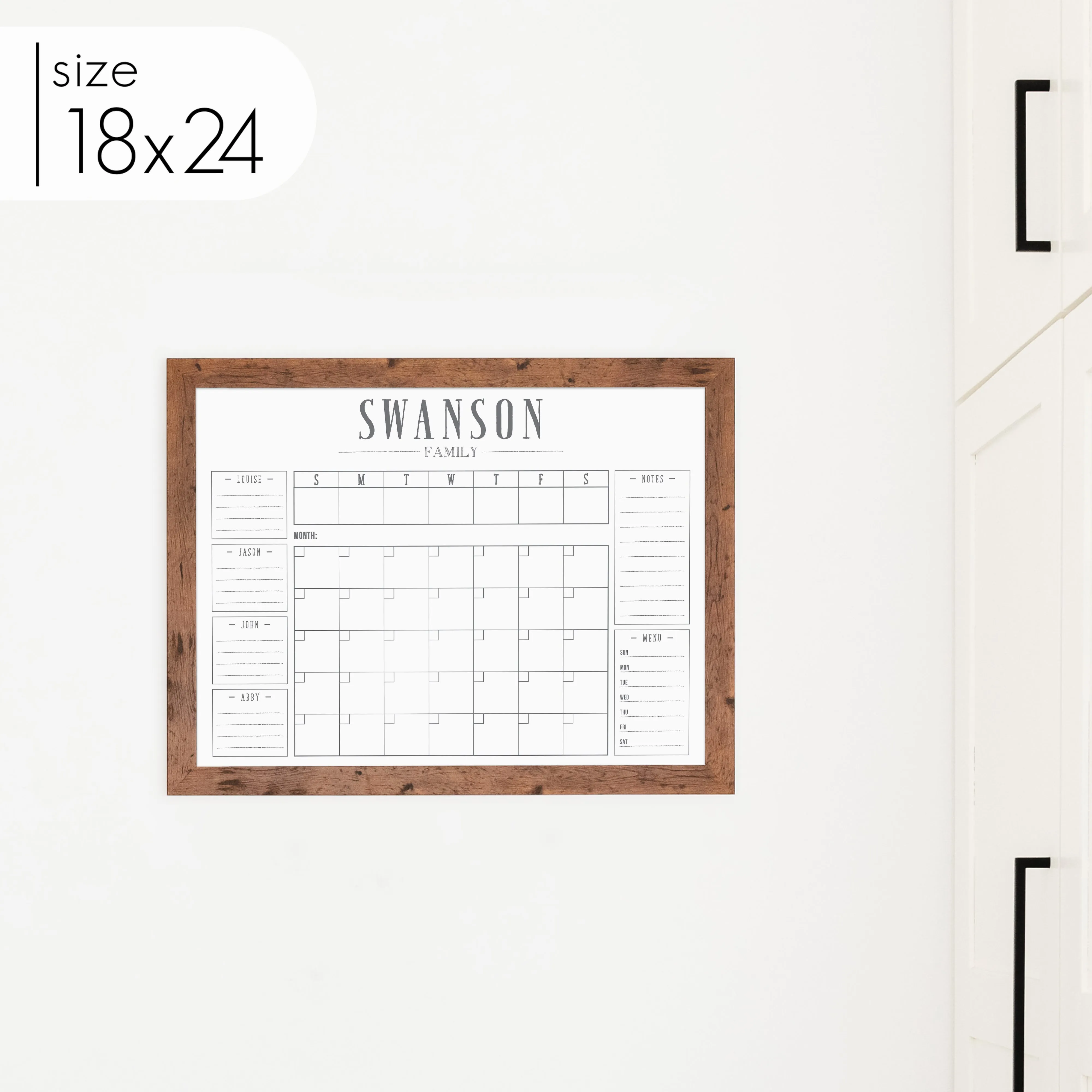 Week & Month Combo Framed Whiteboard   6 sections | Horizontal Swanson