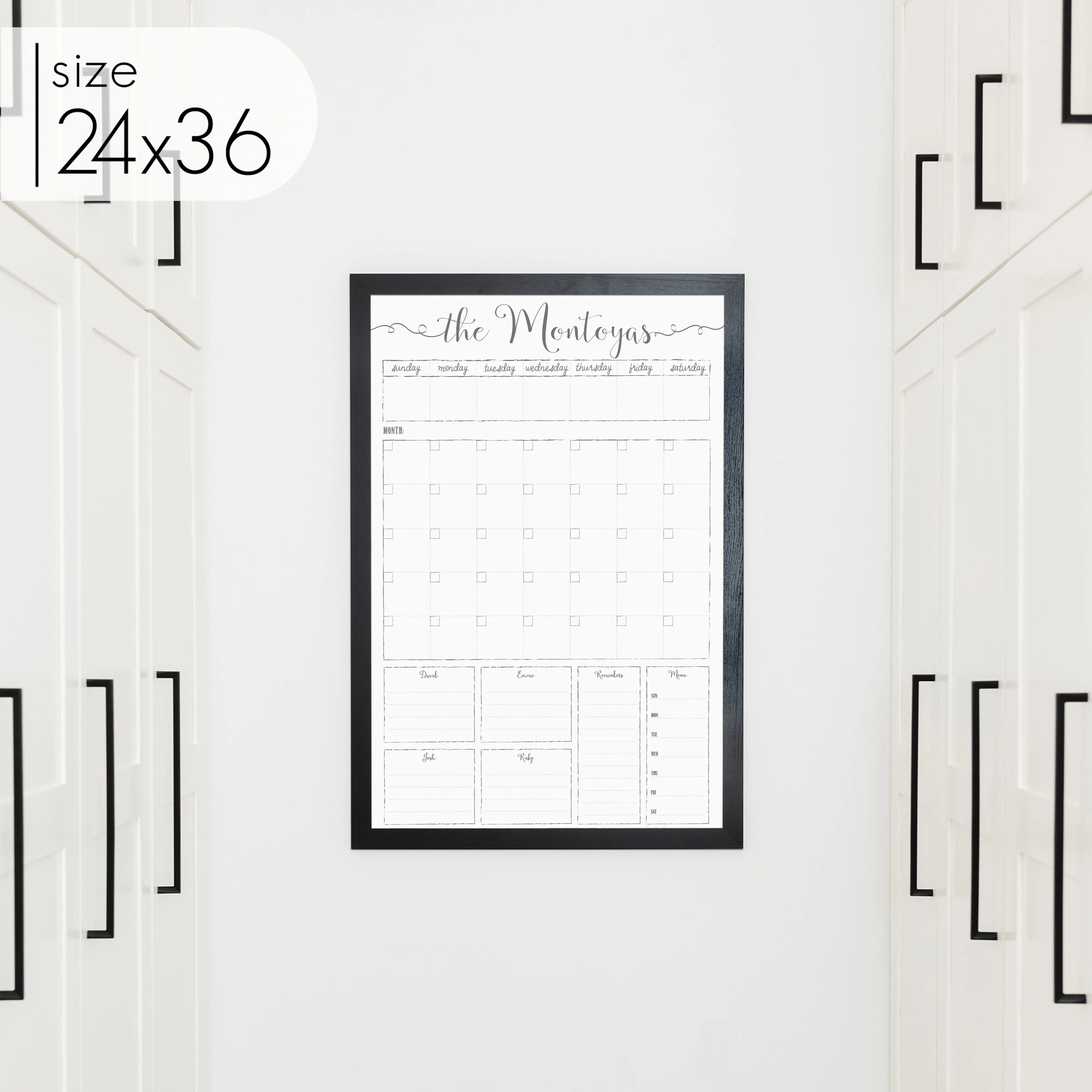 Week & Month Combo Framed Whiteboard   6 sections | Vertical Knope
