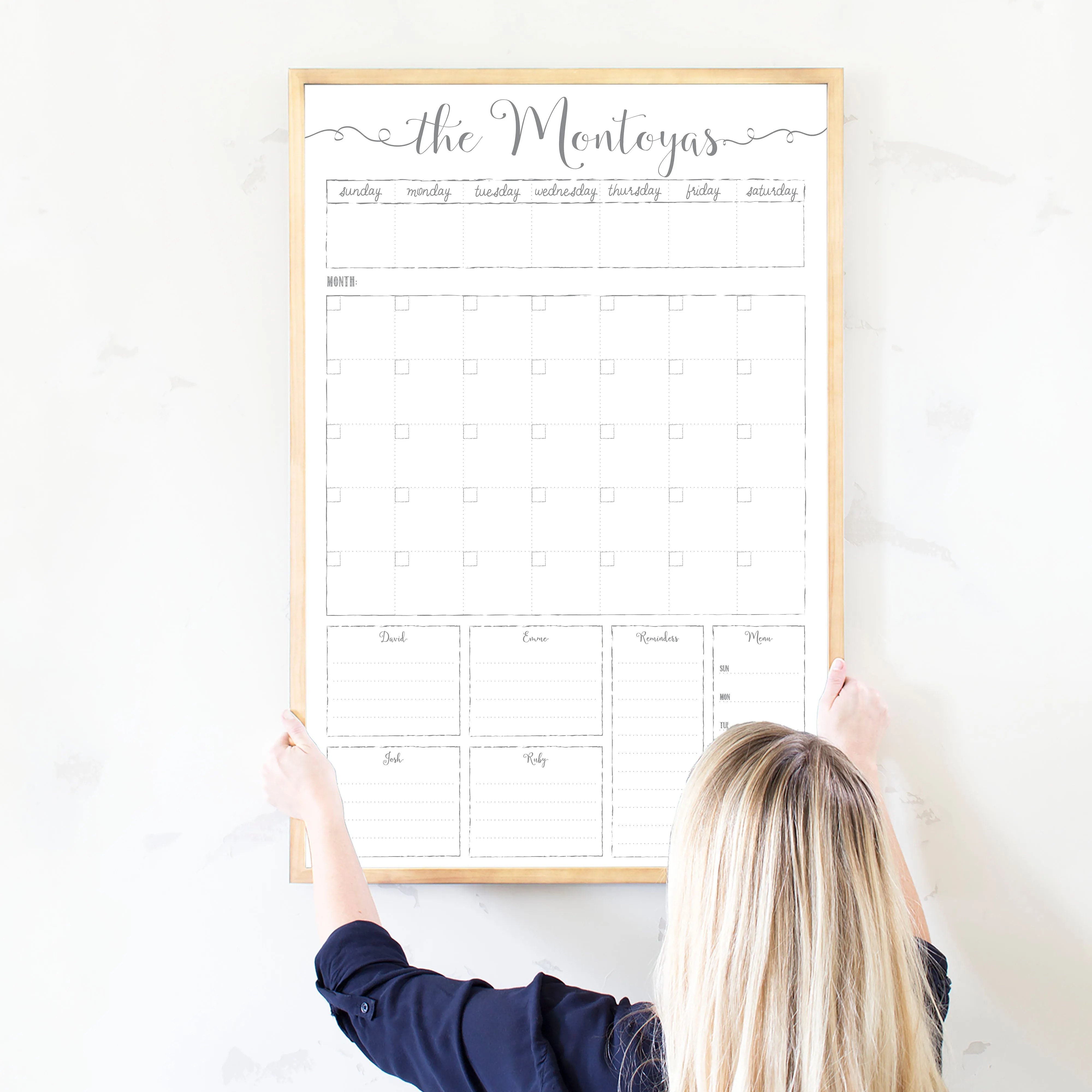 Week & Month Combo Framed Whiteboard   6 sections | Vertical Knope
