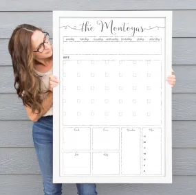 Week & Month Combo Framed Whiteboard   6 sections | Vertical Knope