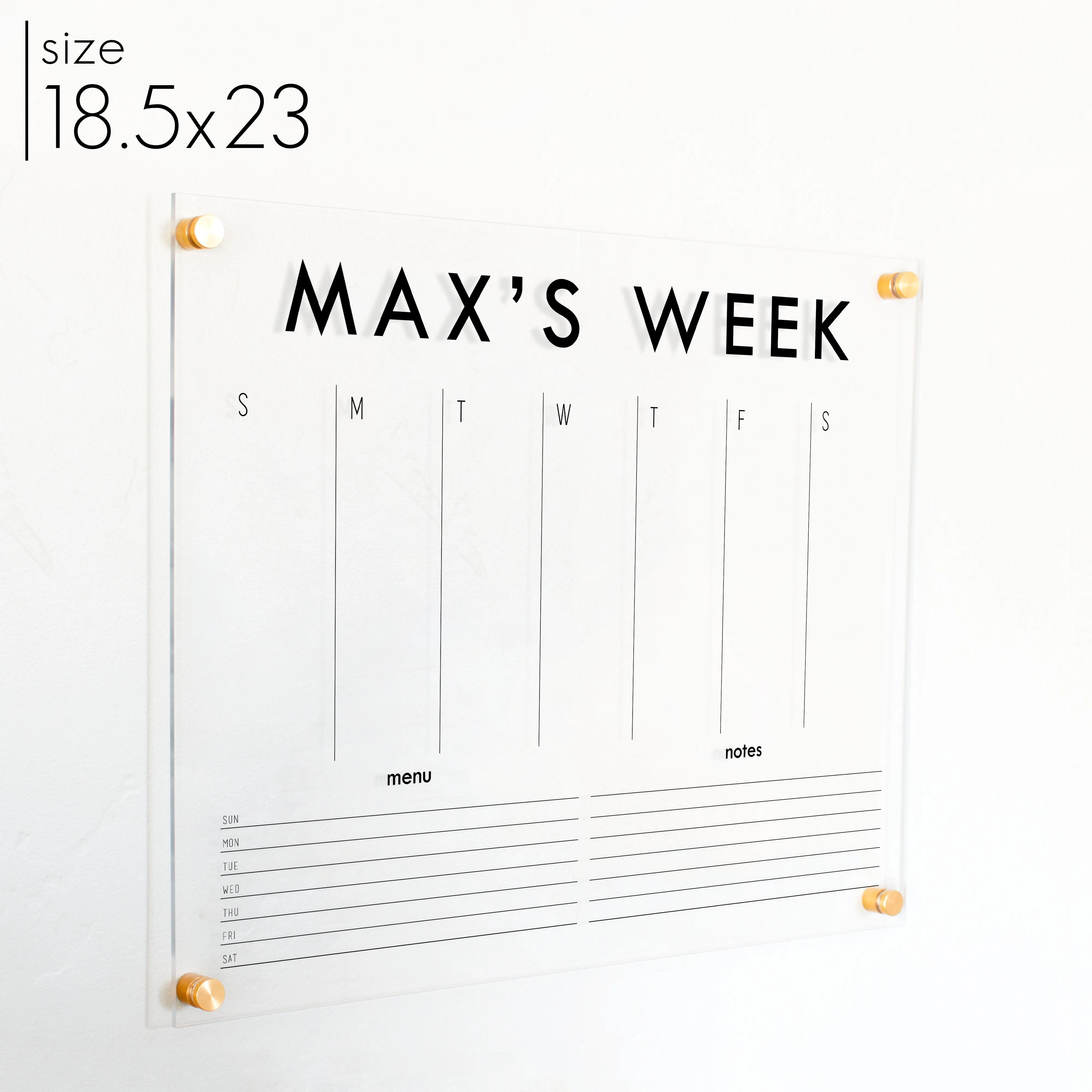 Weekly Acrylic Calendar   2 Sections | Horizontal Madi