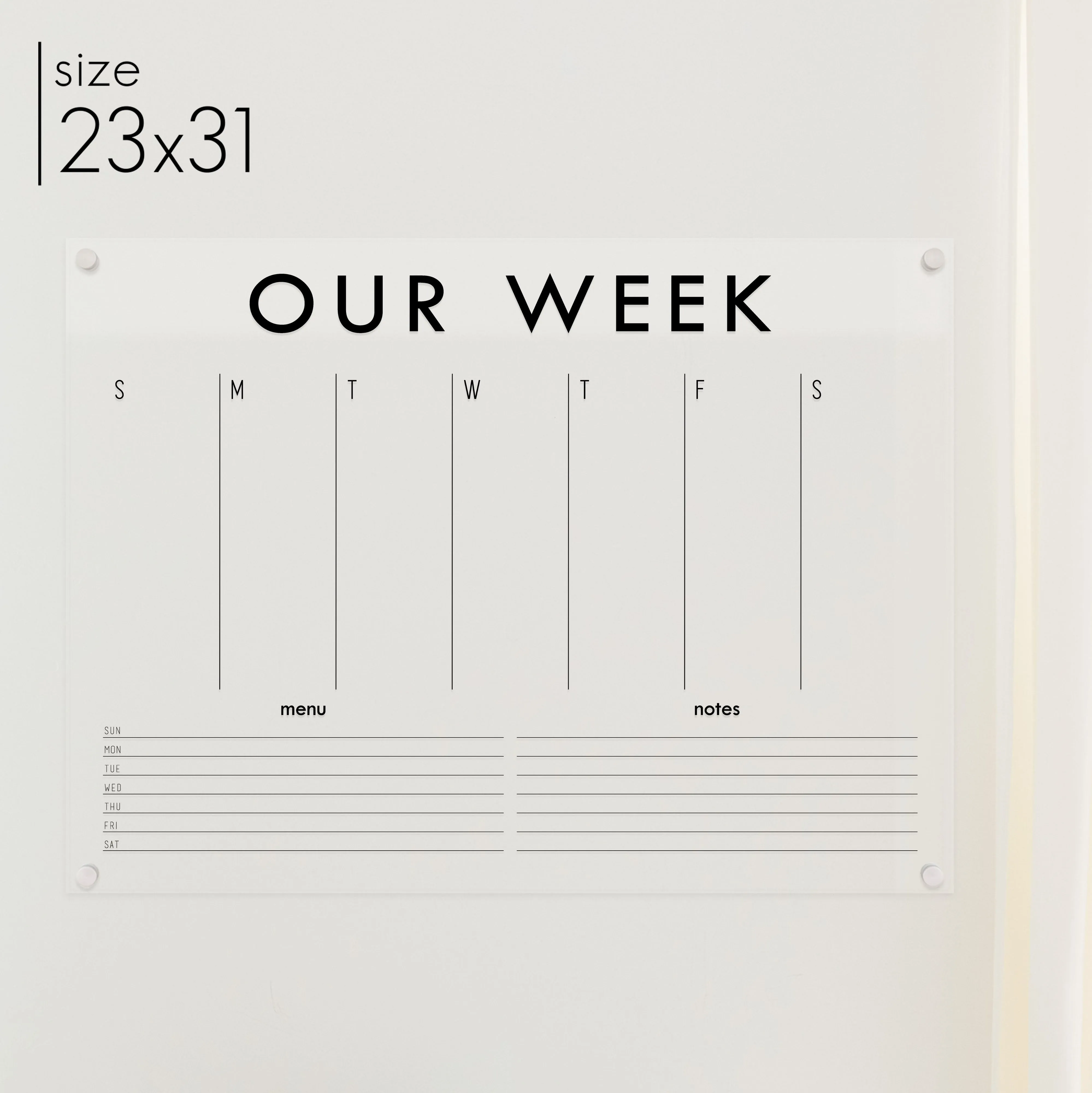 Weekly Acrylic Calendar   2 Sections | Horizontal Madi