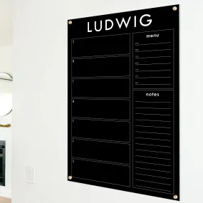 Weekly Black Acrylic Calendar   2 Sections | Vertical Craig