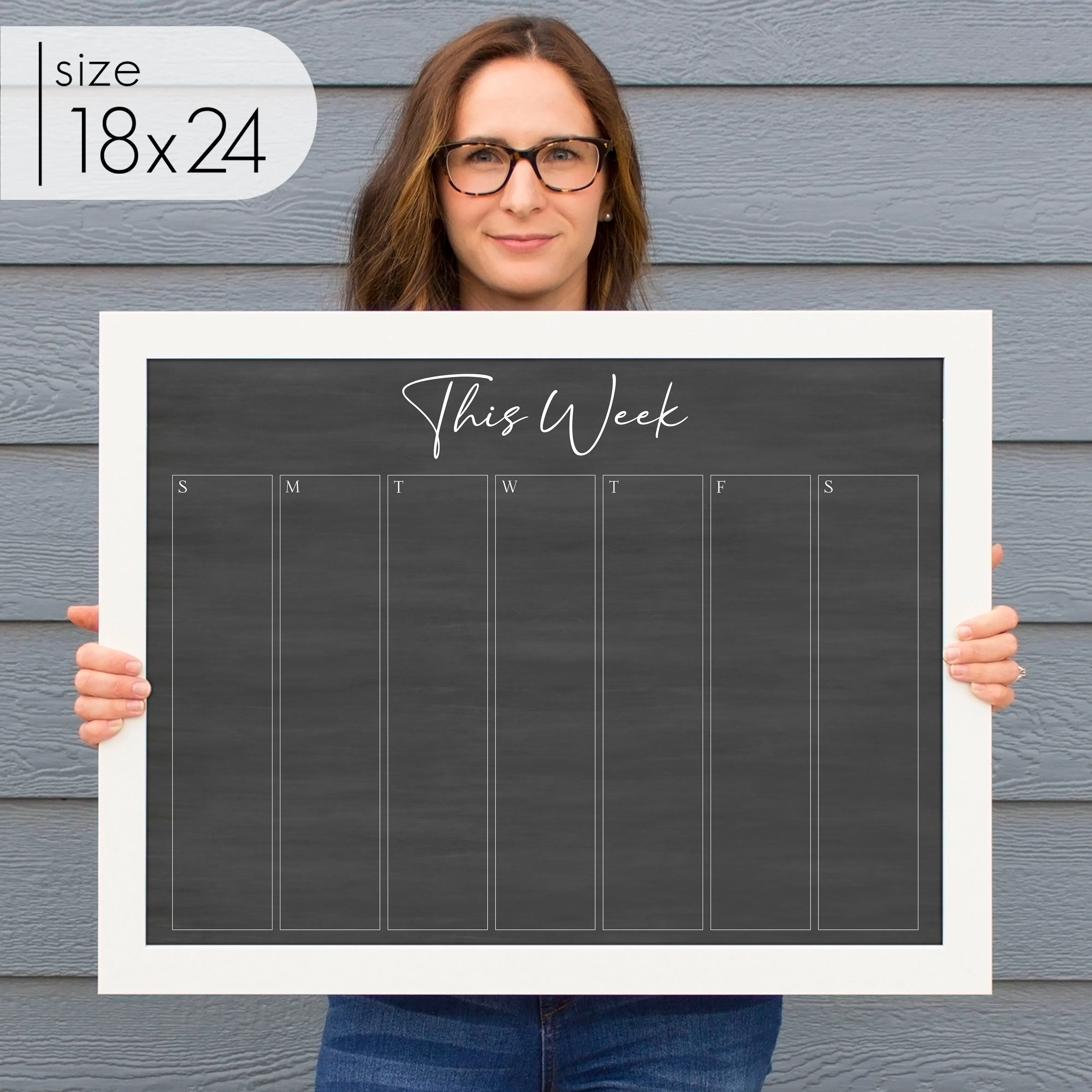 Weekly Framed Chalkboard Calendar | Horizontal Pennington