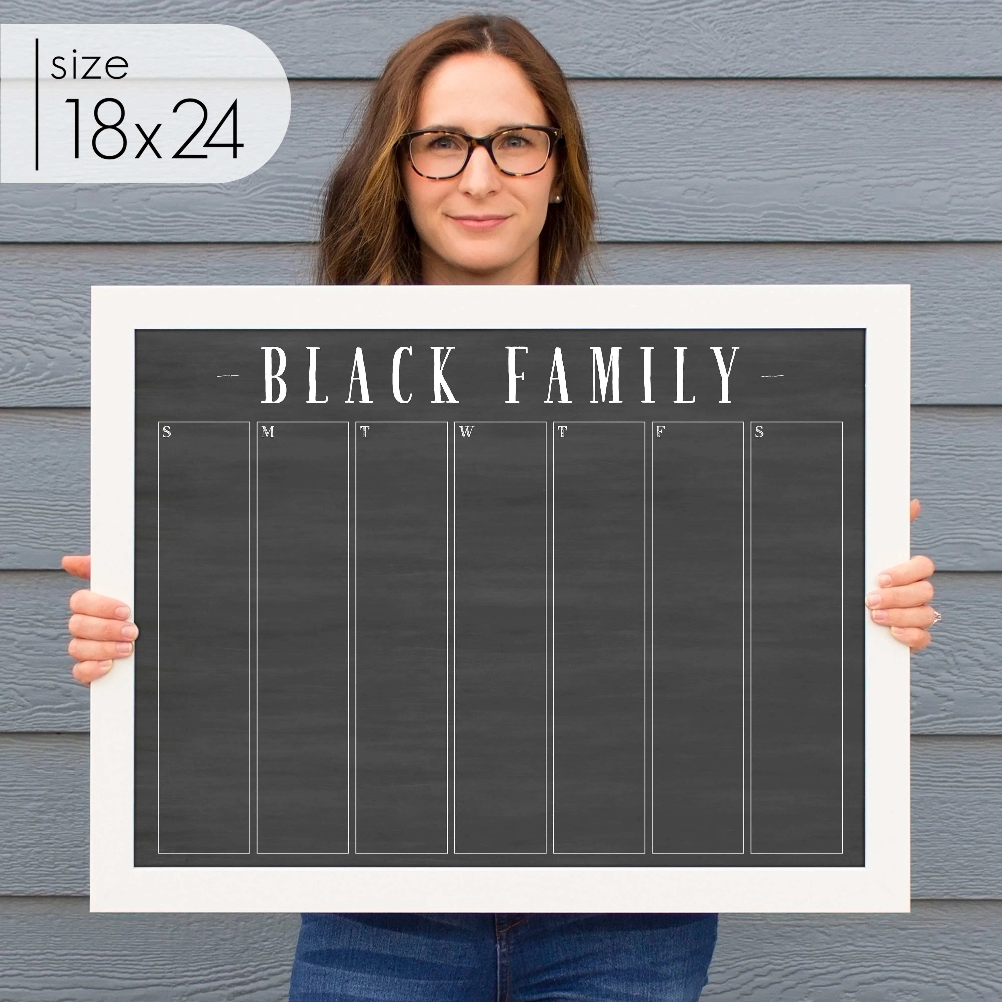 Weekly Framed Chalkboard Calendar | Horizontal Swanson