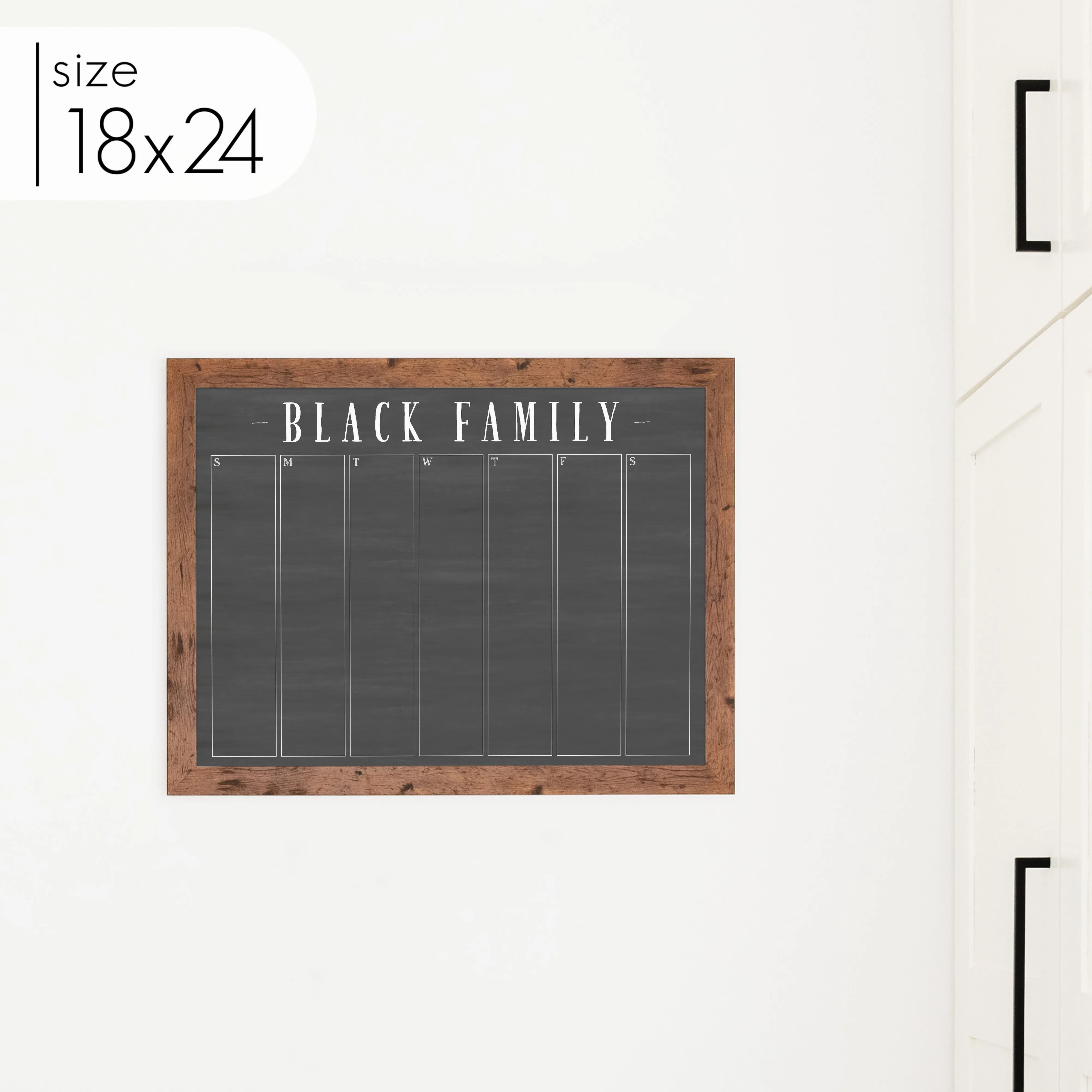 Weekly Framed Chalkboard Calendar | Horizontal Swanson