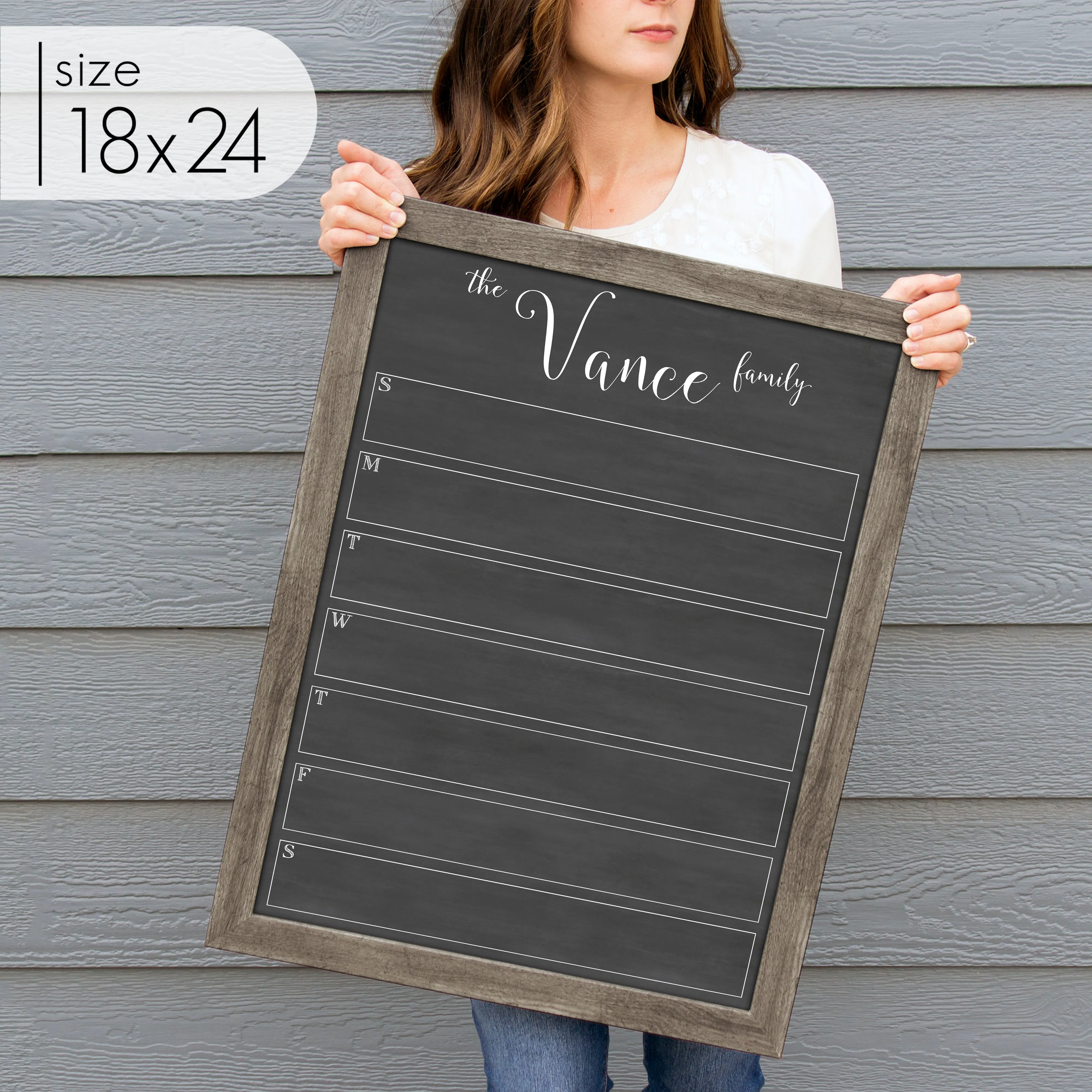 Weekly Framed Chalkboard Calendar | Vertical Knope