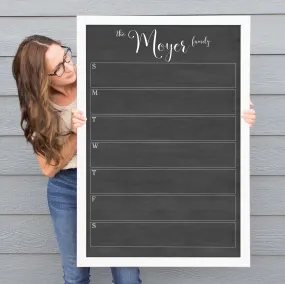 Weekly Framed Chalkboard Calendar | Vertical Knope