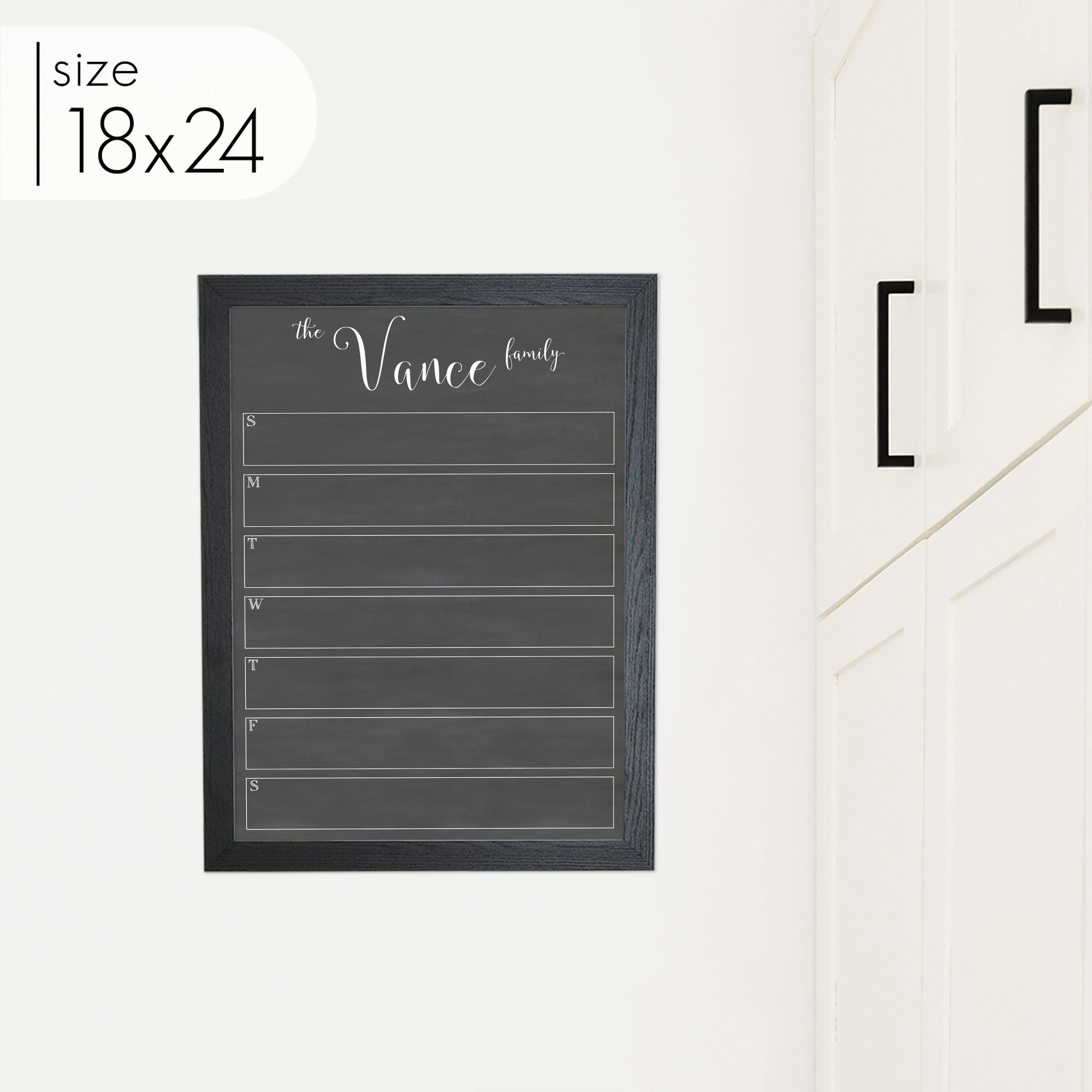Weekly Framed Chalkboard Calendar | Vertical Knope