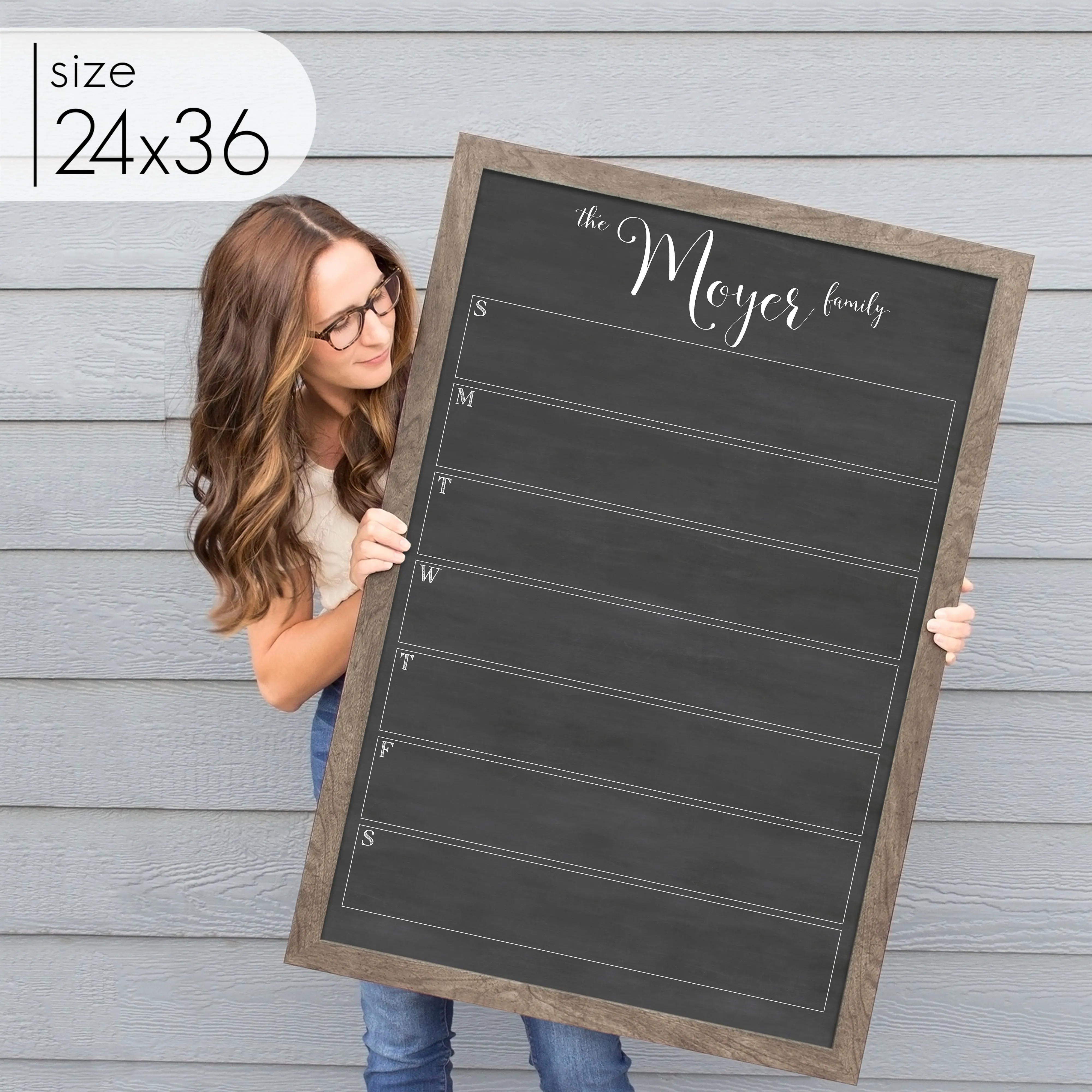 Weekly Framed Chalkboard Calendar | Vertical Knope