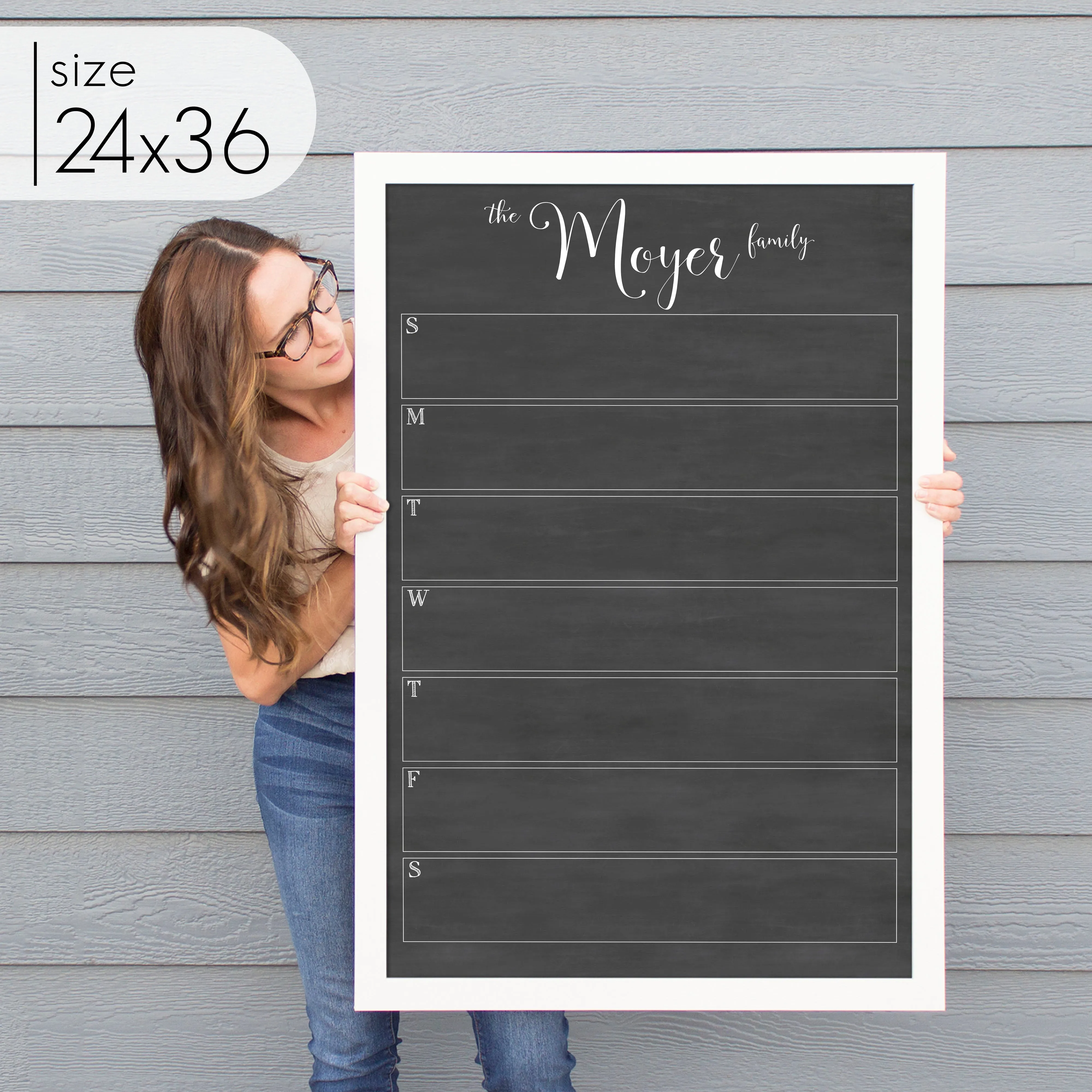 Weekly Framed Chalkboard Calendar | Vertical Knope