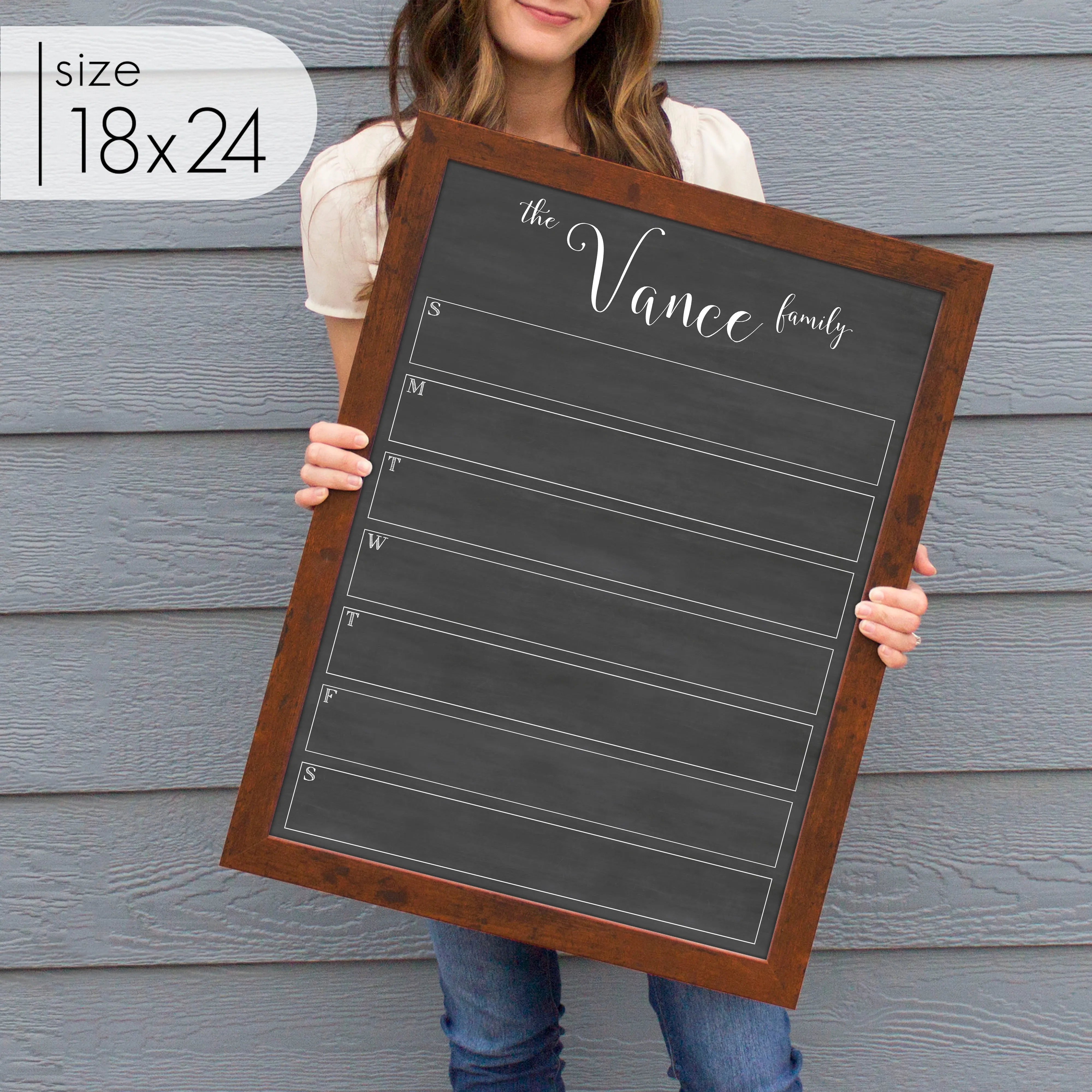 Weekly Framed Chalkboard Calendar | Vertical Knope