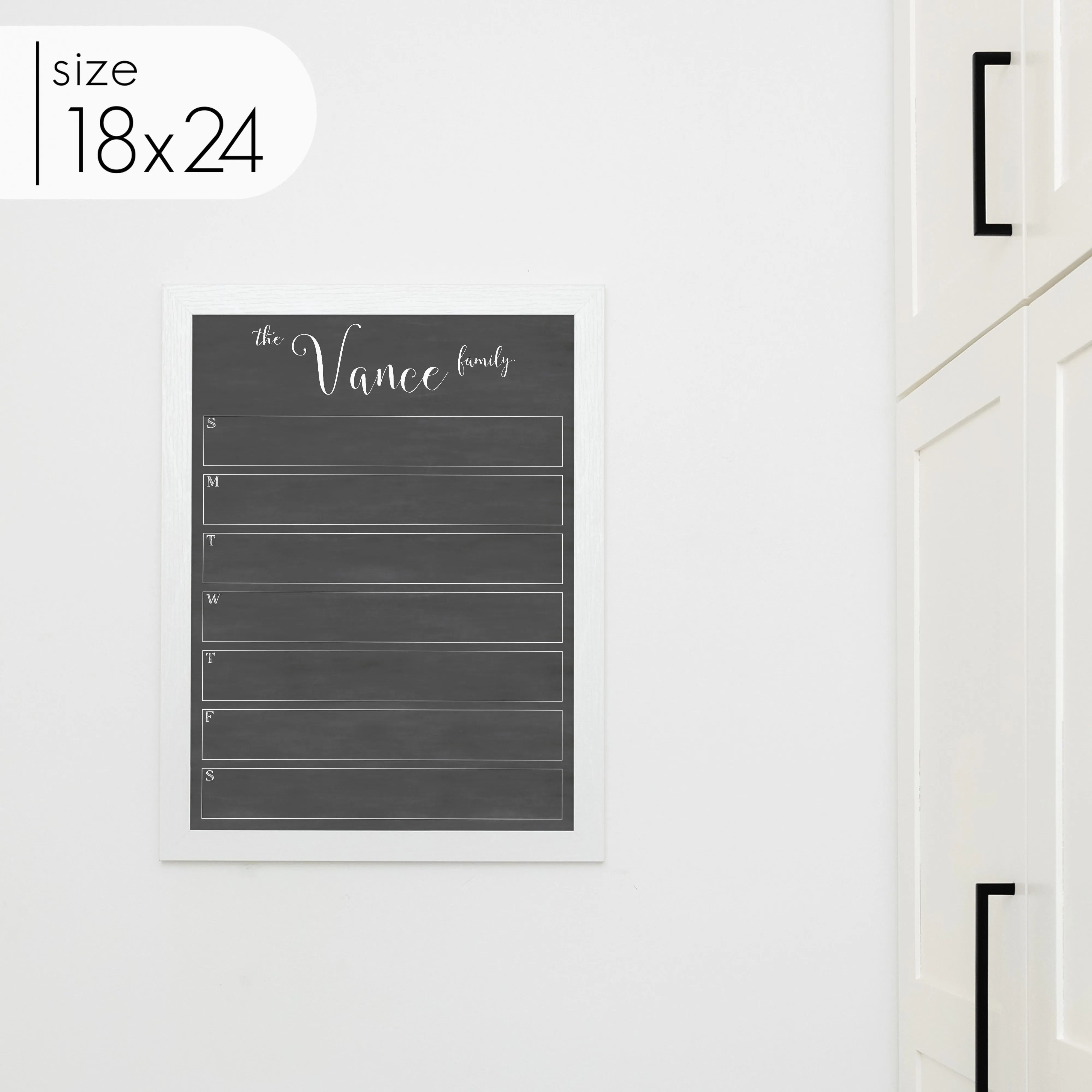 Weekly Framed Chalkboard Calendar | Vertical Knope