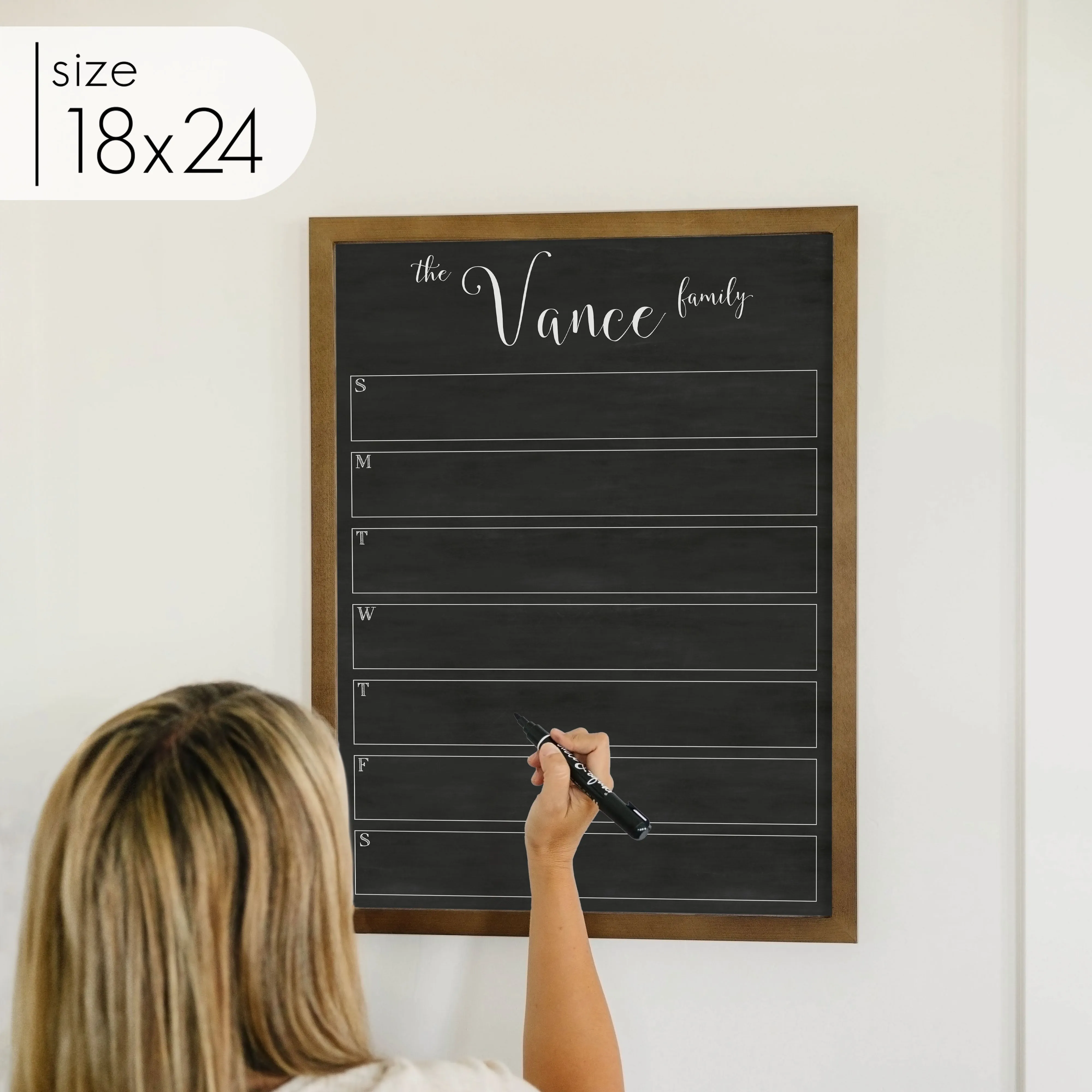 Weekly Framed Chalkboard Calendar | Vertical Knope