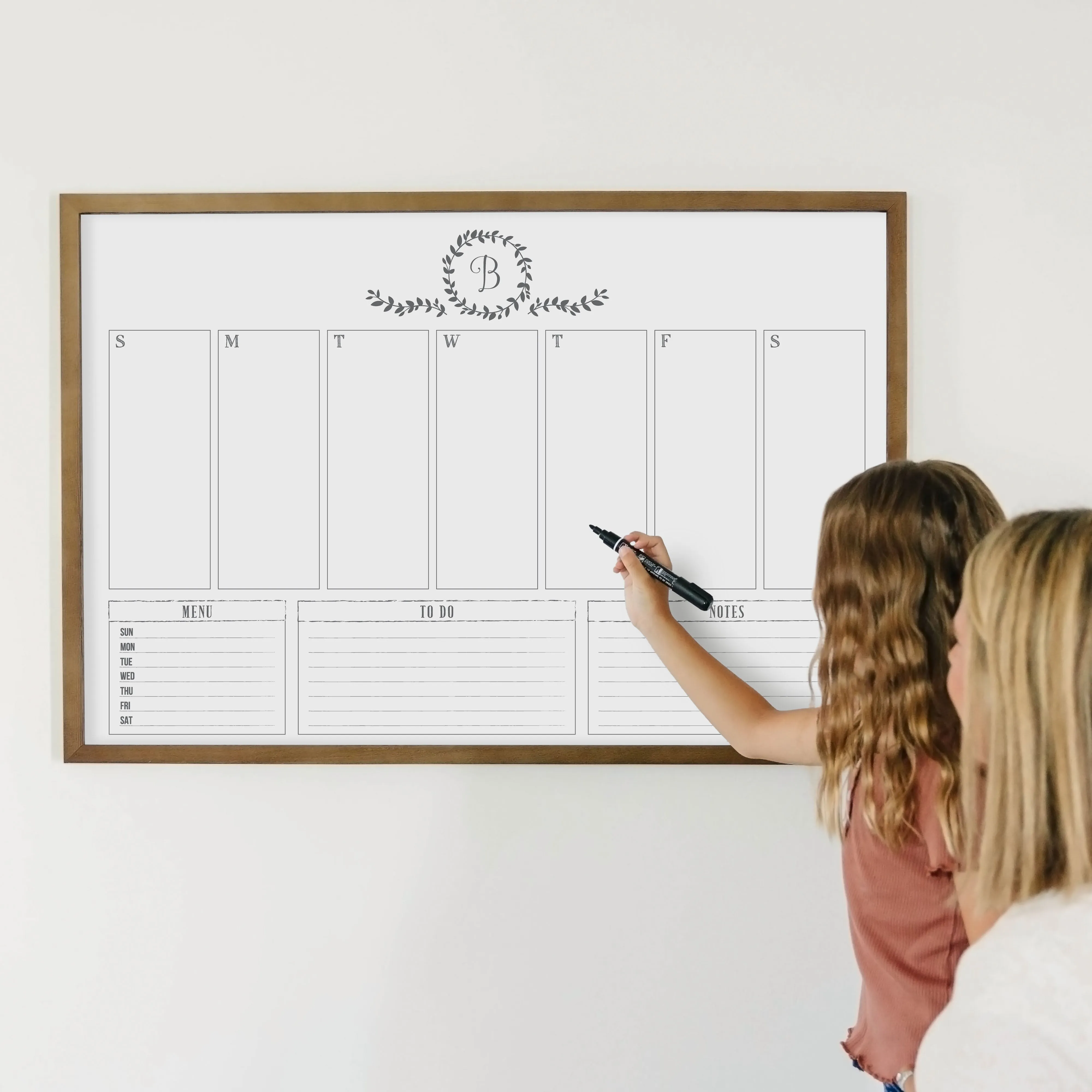 Weekly Framed Whiteboard Calendar   3 sections | Horizontal Donna