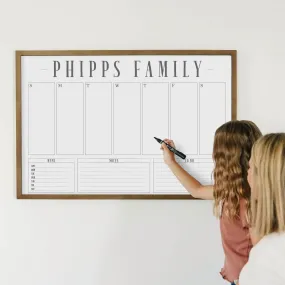 Weekly Framed Whiteboard Calendar   3 sections | Horizontal Swanson