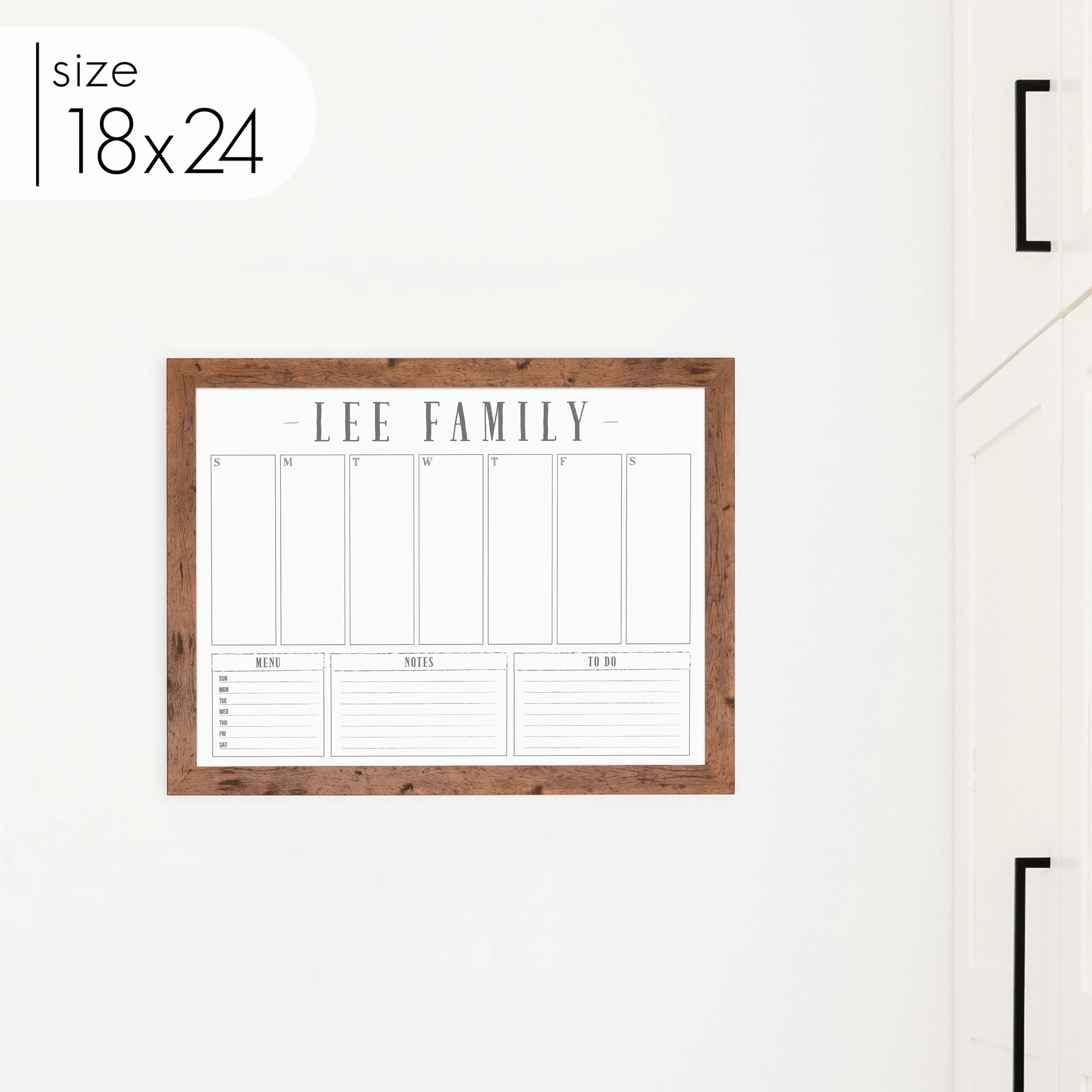 Weekly Framed Whiteboard Calendar   3 sections | Horizontal Swanson