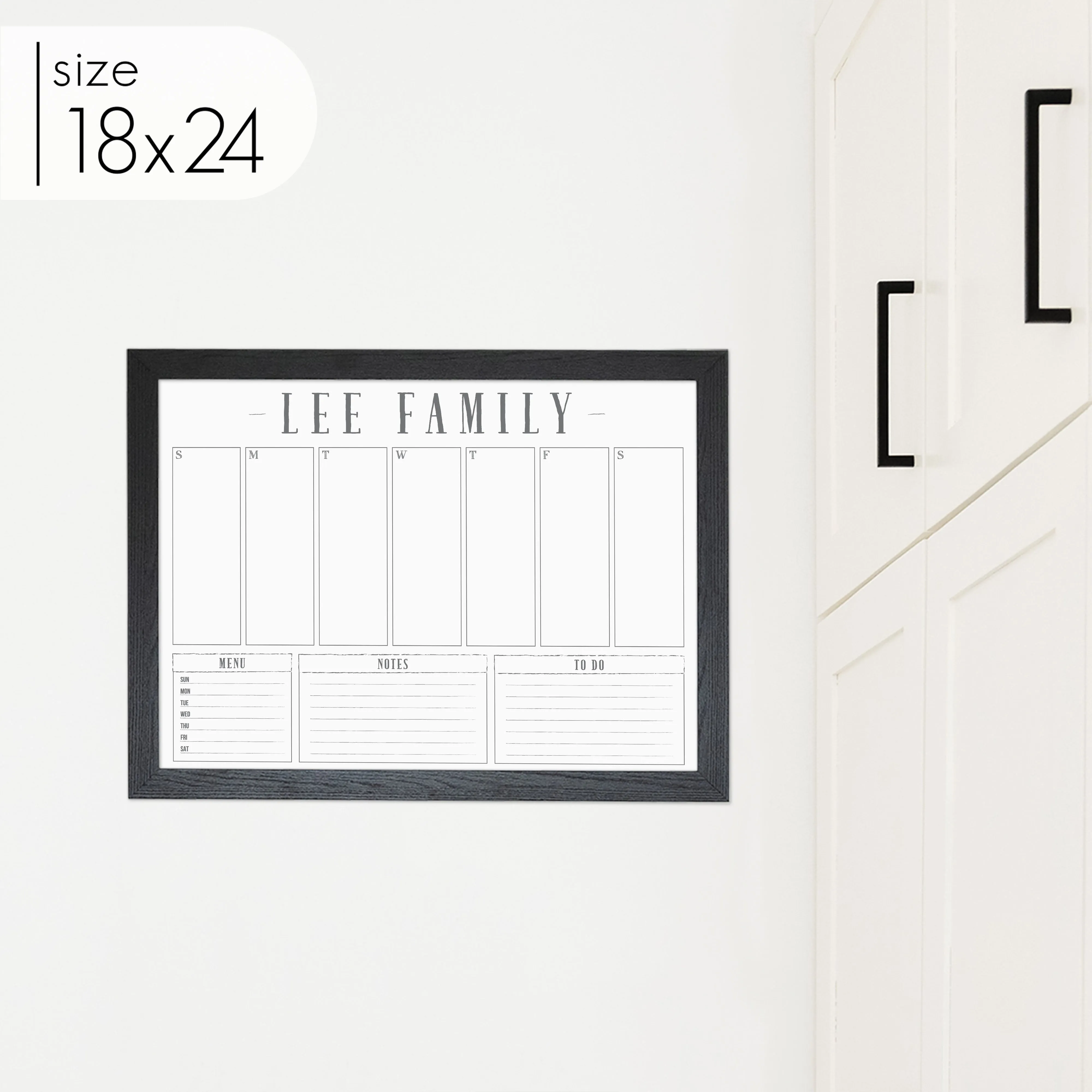 Weekly Framed Whiteboard Calendar   3 sections | Horizontal Swanson