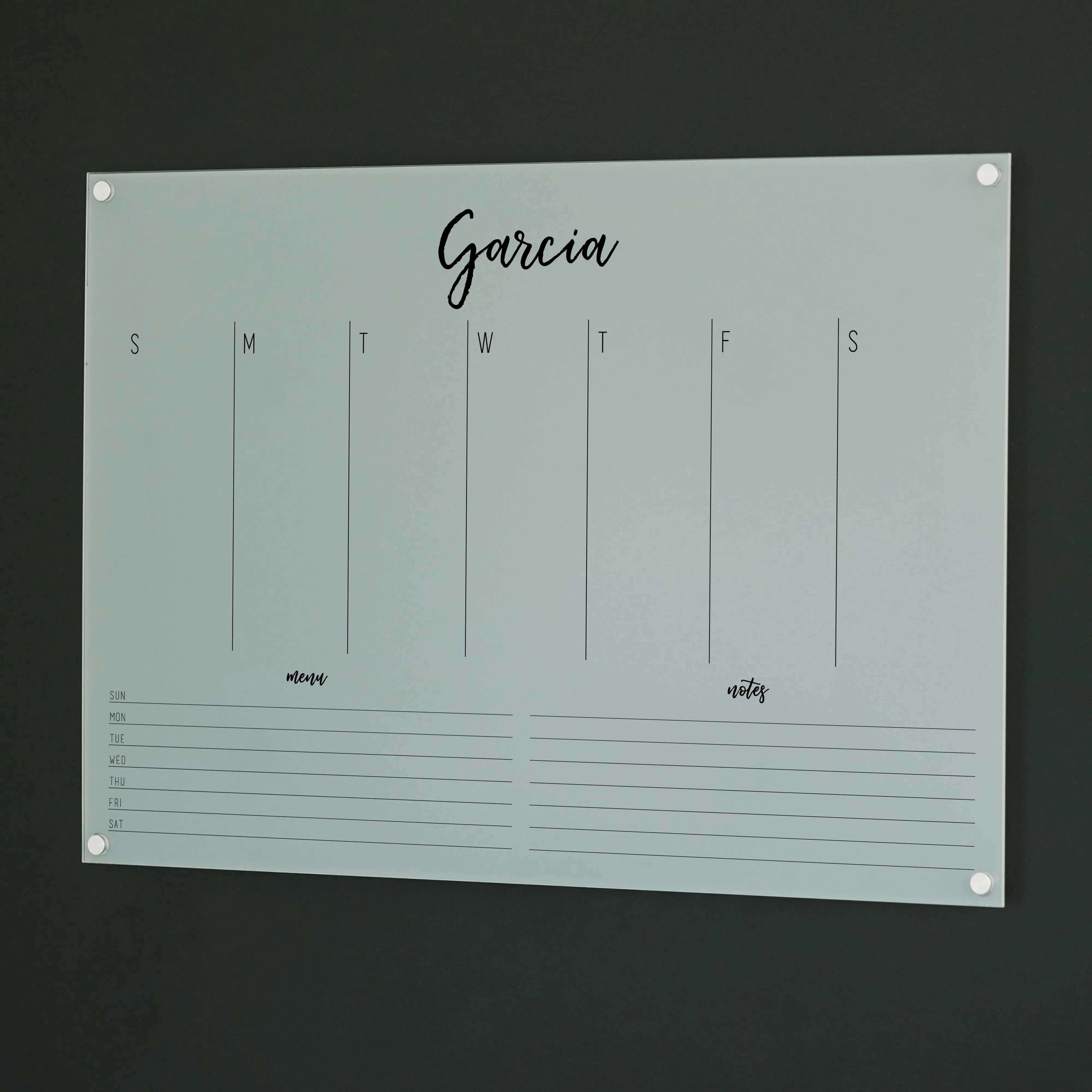 Weekly Frosted Acrylic Calendar   2 Sections | Horizontal Traeger