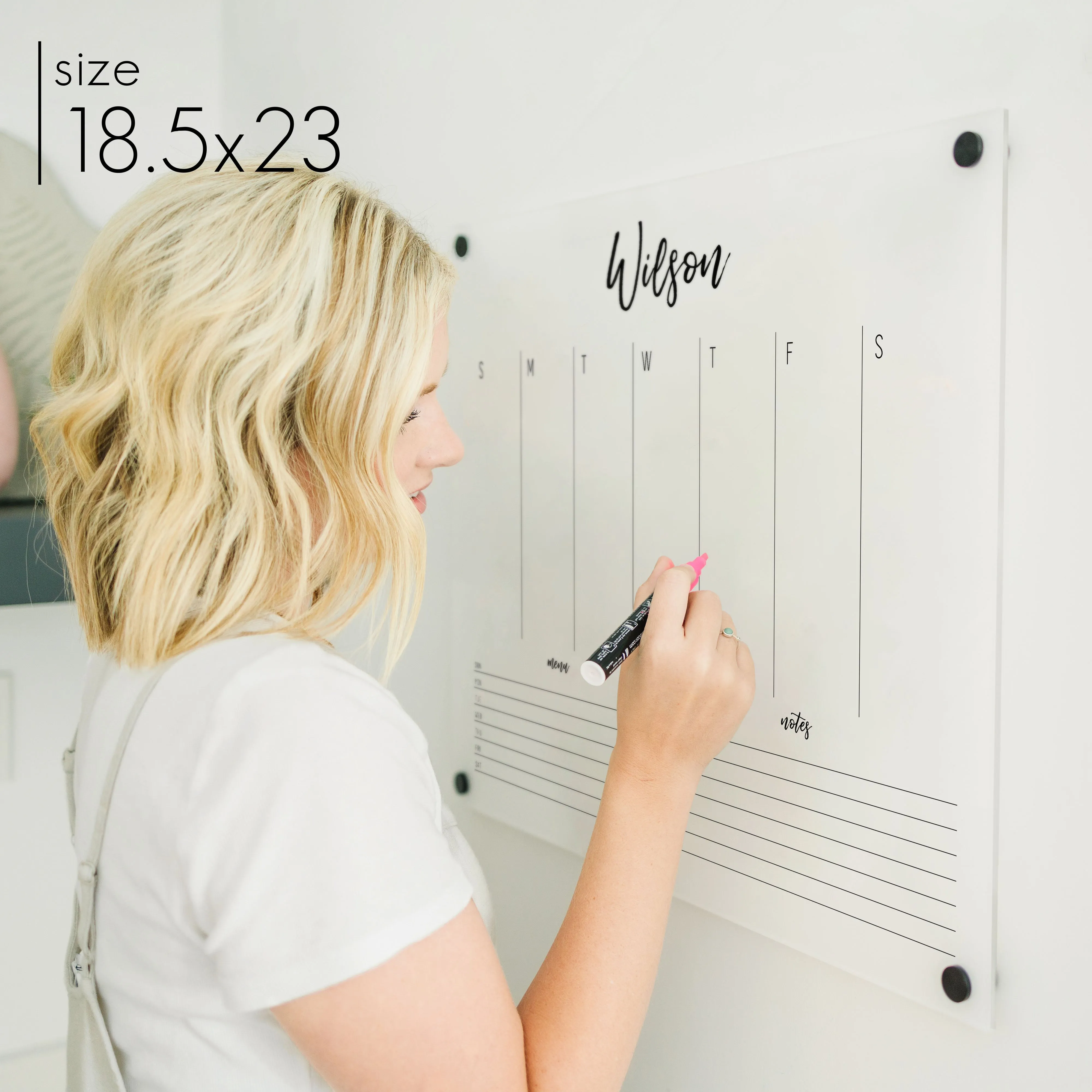 Weekly Frosted Acrylic Calendar   2 Sections | Horizontal Traeger