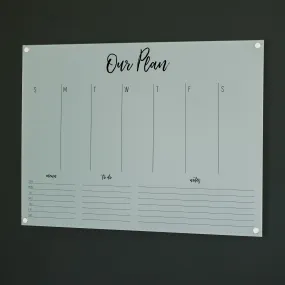 Weekly Frosted Acrylic Calendar   3 Sections | Horizontal Traeger