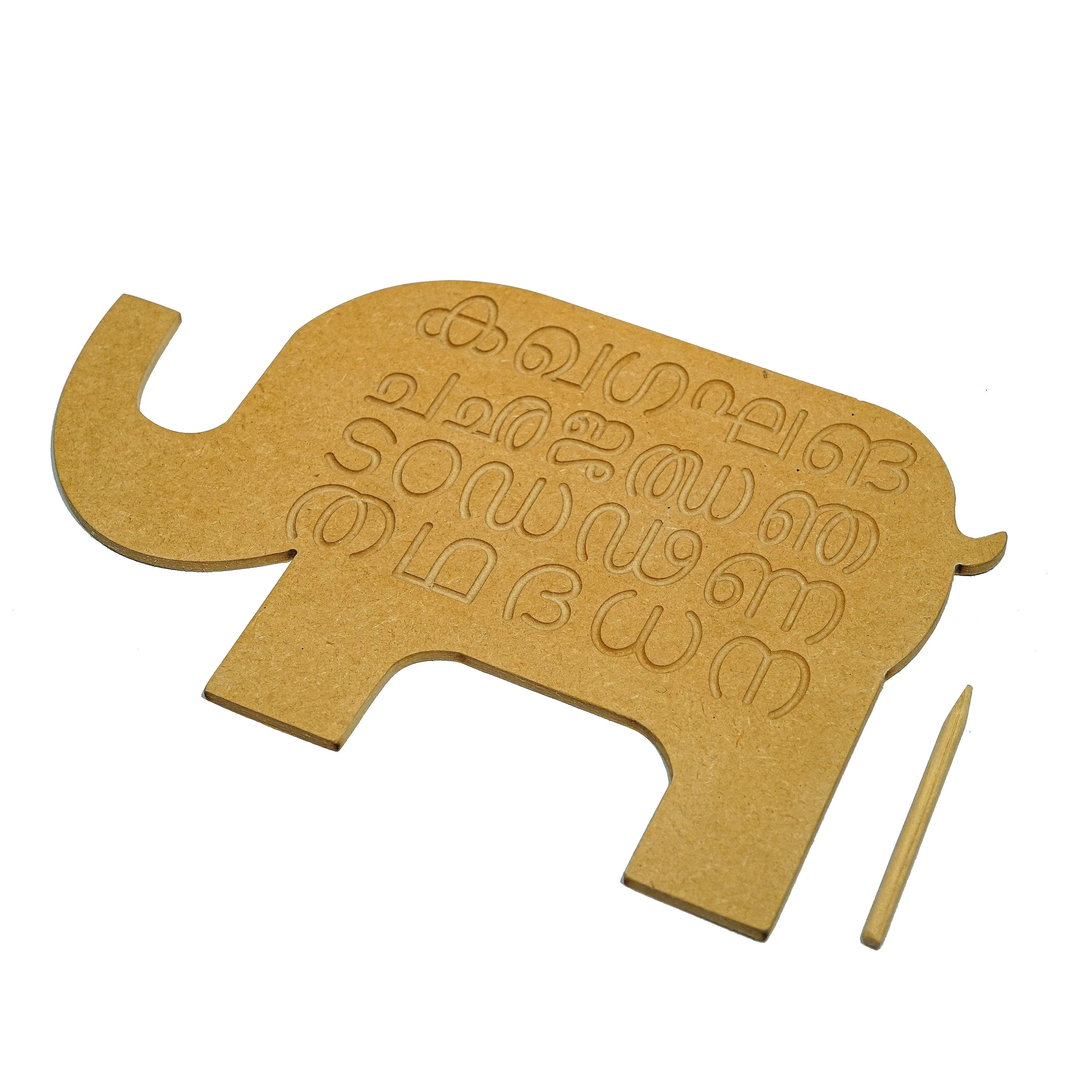 Whittlewud Wooden Elephant shape Malayalam Consonants and Vowels Learning and Tracing boards for Kids, Malayalam Learning Toys