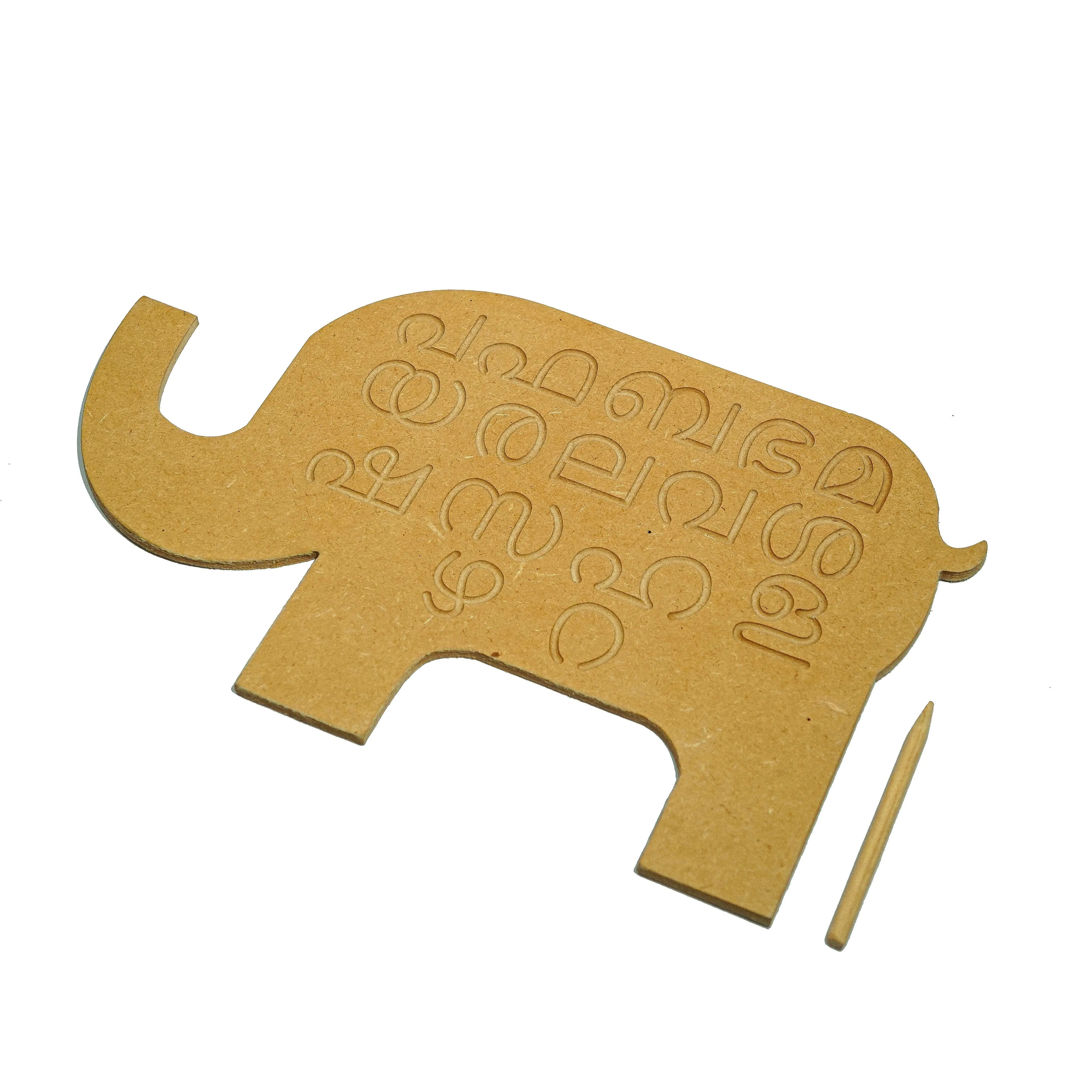 Whittlewud Wooden Elephant shape Malayalam Consonants and Vowels Learning and Tracing boards for Kids, Malayalam Learning Toys