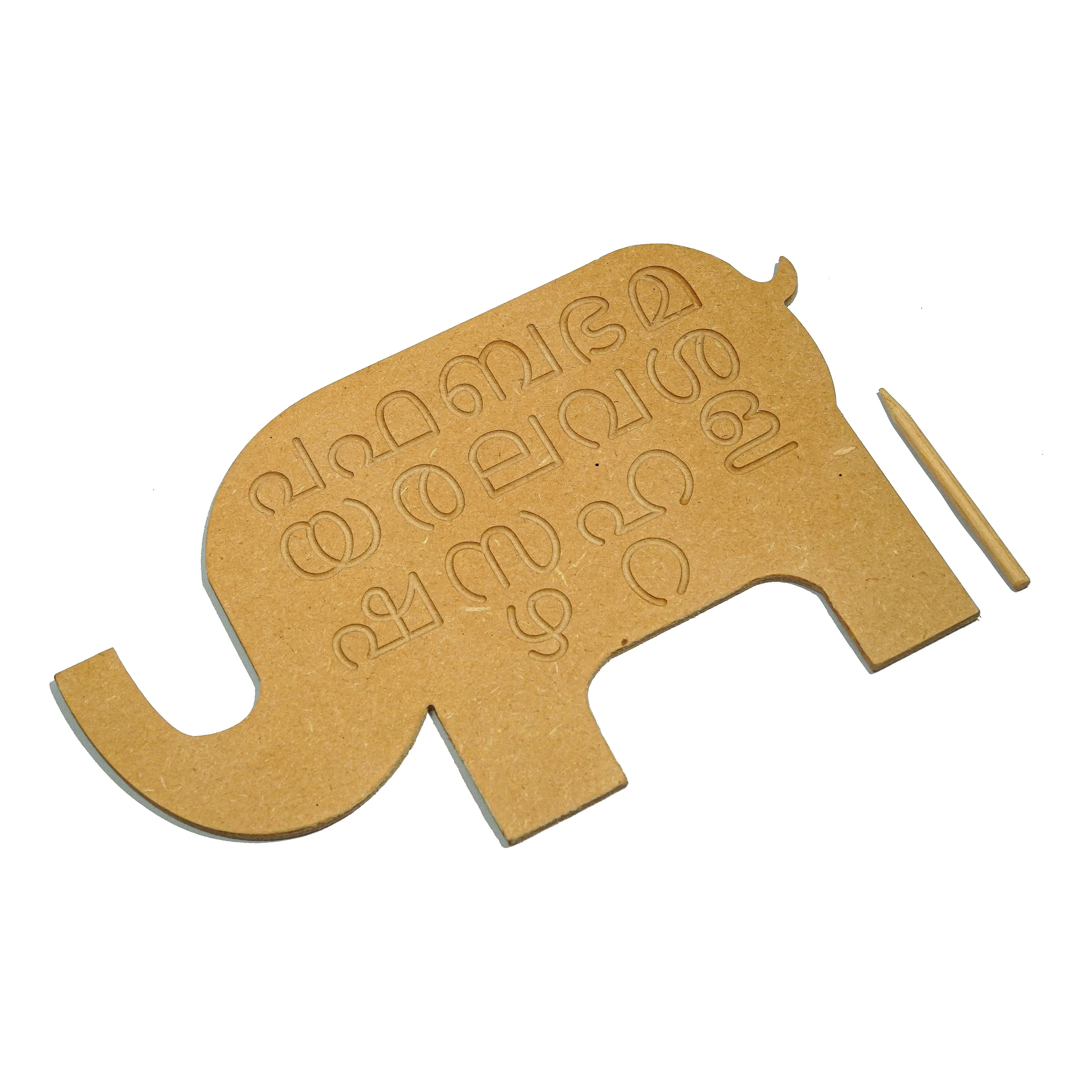 Whittlewud Wooden Elephant shape Malayalam Consonants and Vowels Learning and Tracing boards for Kids, Malayalam Learning Toys